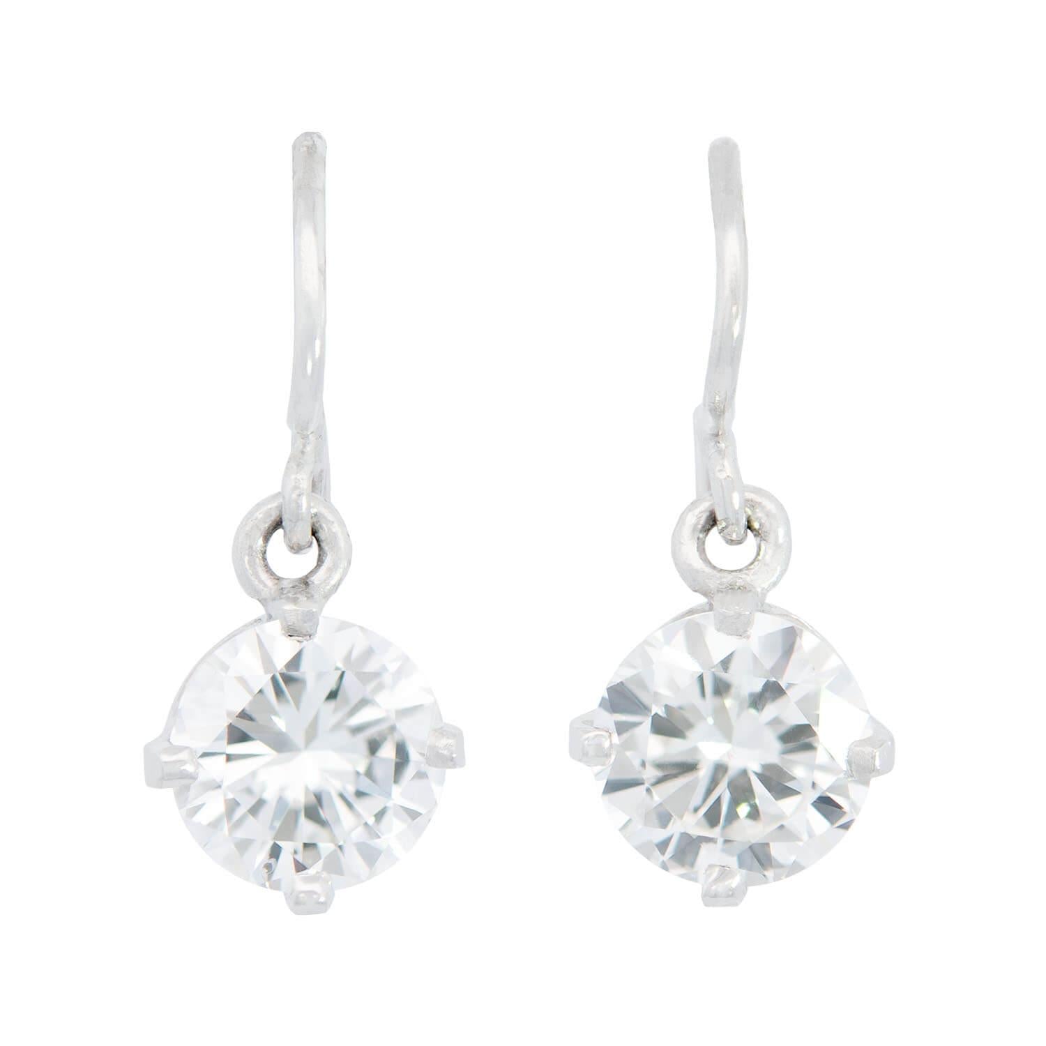 Platinum Diamond Drop Earrings for Women - Elegant Dangle Earrings for Wedding, Party & Evening Wear - 14K White Gold Princess Cut Diamond Jewelry Gift