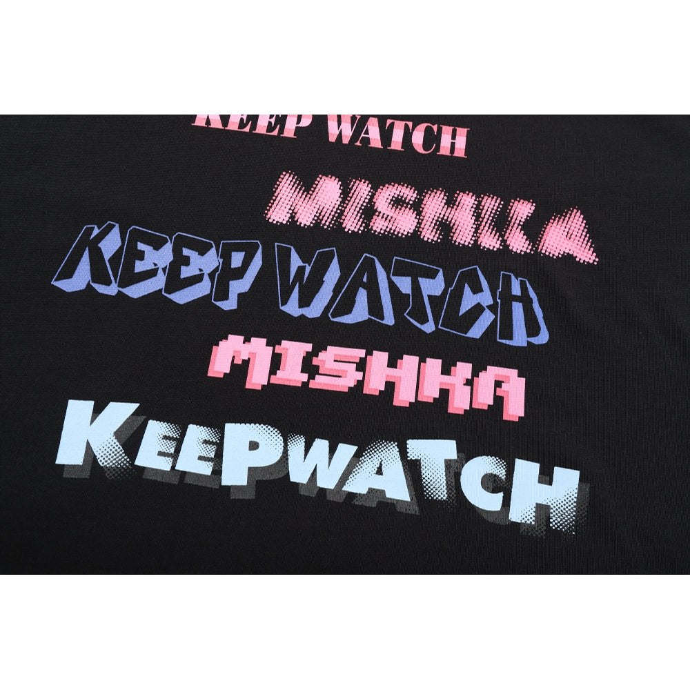 MISHKA Women's Multi Keep Watch Printed Graphic T-Shirt - Black | Casual Streetwear Tee for Everyday Wear & Urban Fashion