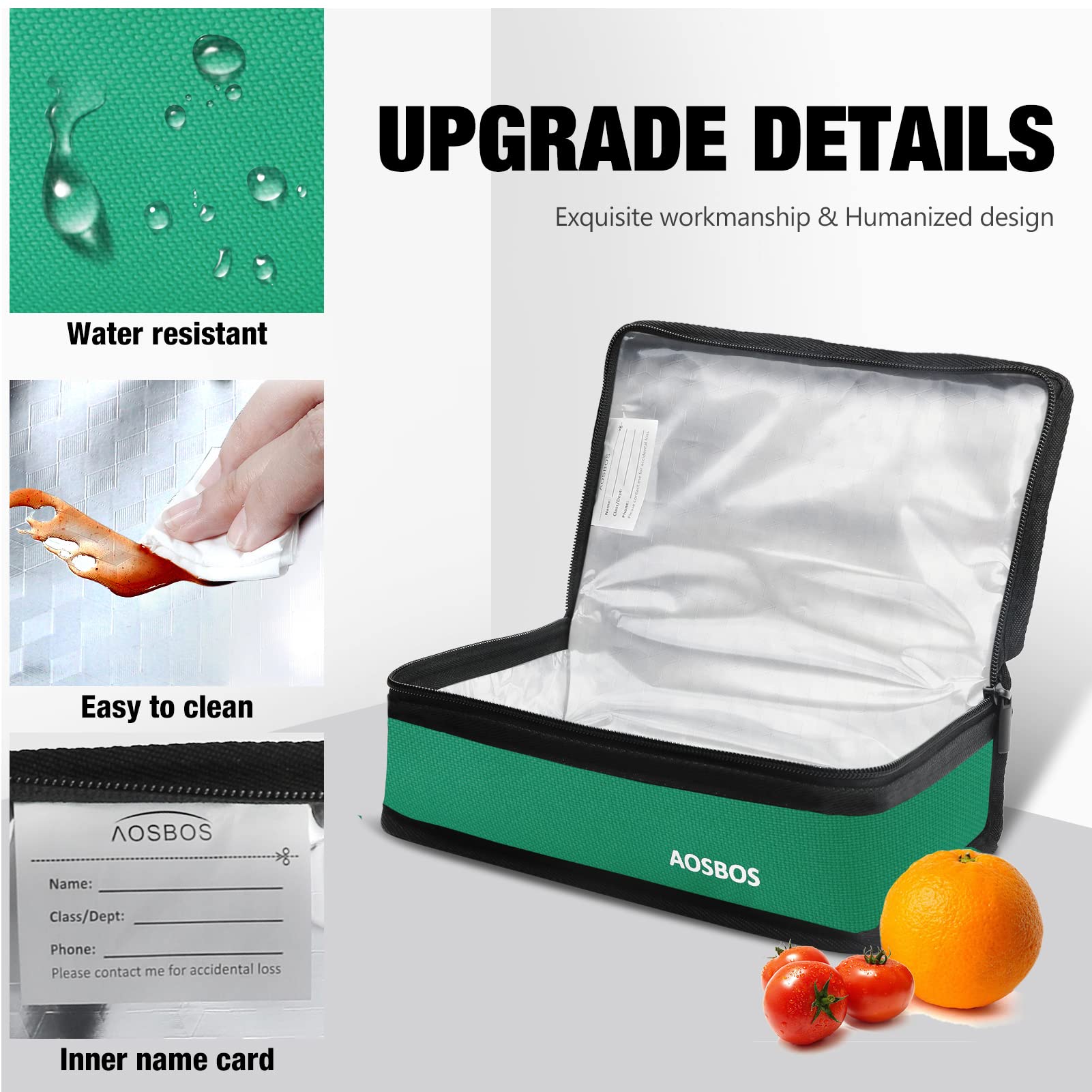 Aosbos Insulated Lunch Box for Men & Women - Portable Mini Cooler Bag, Compact Soft Thermal Lunch Tote, Reusable Meal Prep Container (Cool Green) - Perfect for Office, School, Picnics & Outdoor Activities