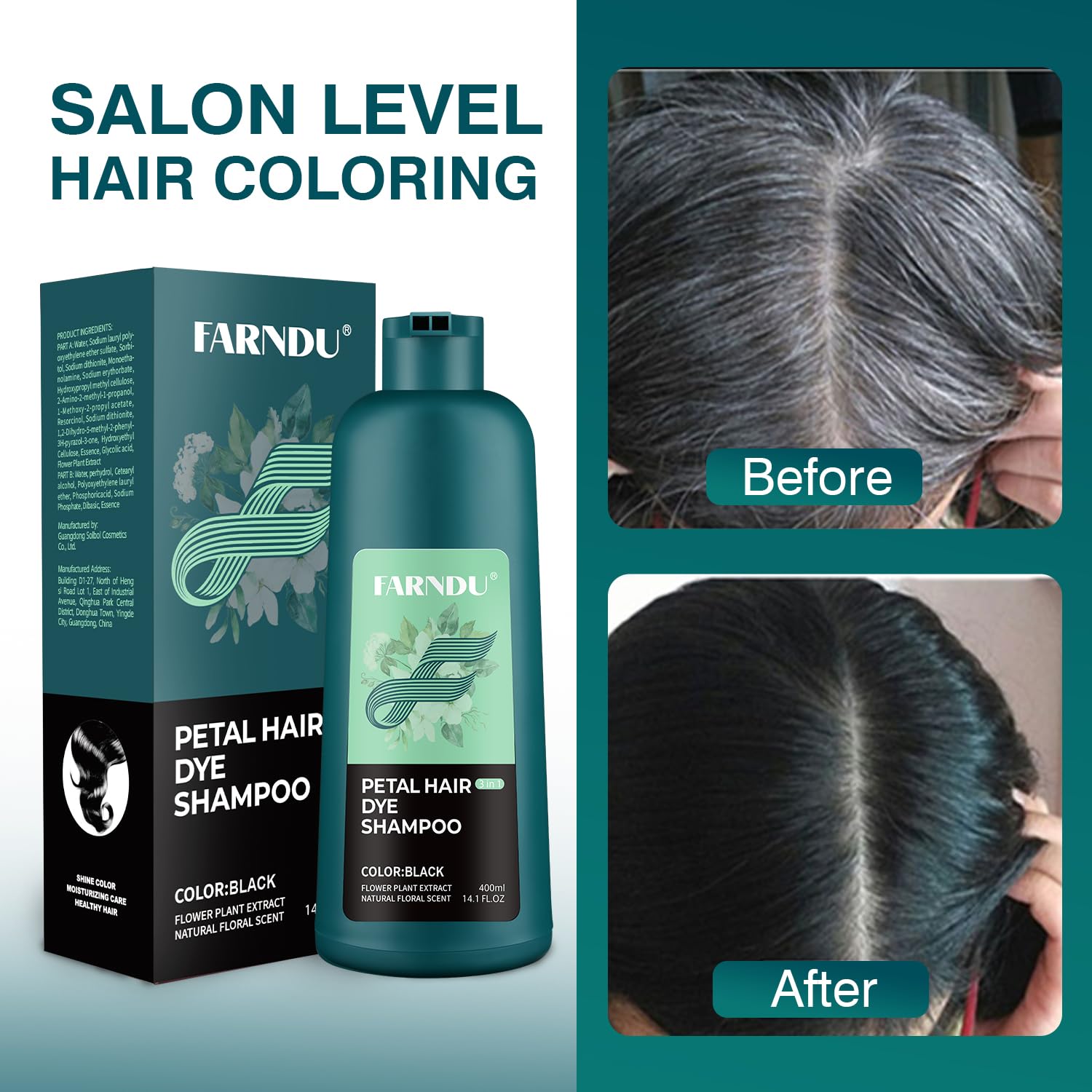 Best Black Hair Dye Shampoo with Repair Formula for Hair Growth - Color & Nourish Damaged Hair - Perfect for Daily Use & Salon-Quality Results at Home