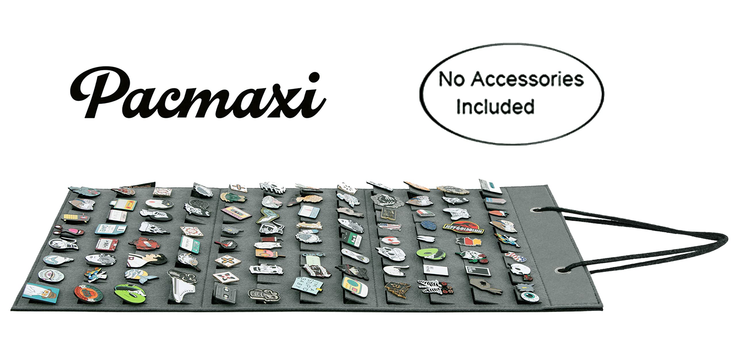 PACMAXI Hanging Brooch Pin Organizer - 96 Slot Jewelry Storage Case for Brooches, Pins & Badges | Compact Display Holder for Collectors & Organizers | Perfect for Home, Office & Travel (Grey)