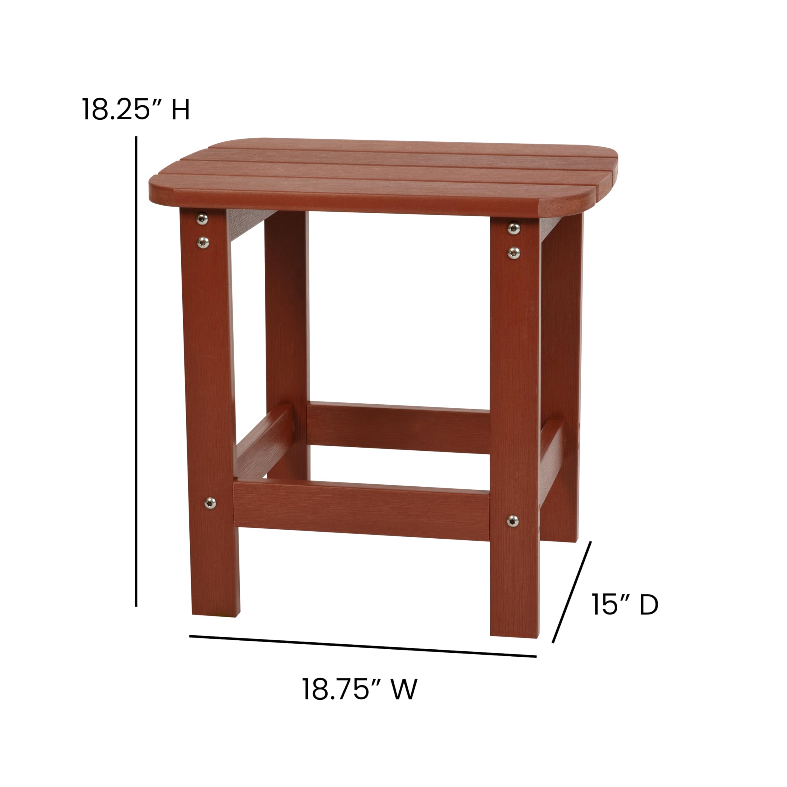 Charlestown All-Weather Red Poly Resin Adirondack Side Table - 3-Tier Commercial Grade Outdoor Patio Furniture - Perfect for Poolside, Garden, Deck & Porch Decor