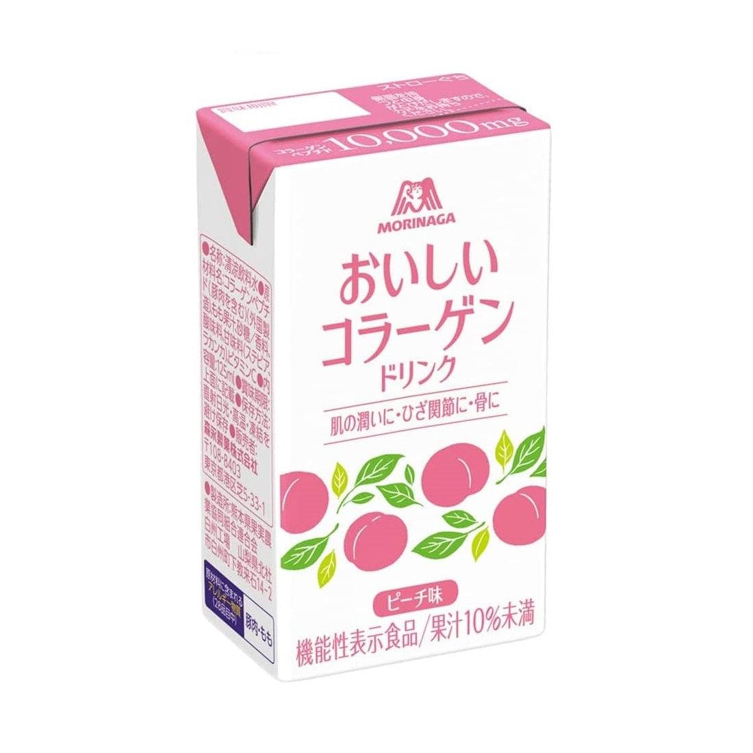 Morinaga Oishi Collagen Drink Peach Flavor (24-Pack) - Japanese Beauty Supplement for Skin Hydration & Anti-Aging - Perfect for Daily Skincare Routine & On-the-Go Wellness