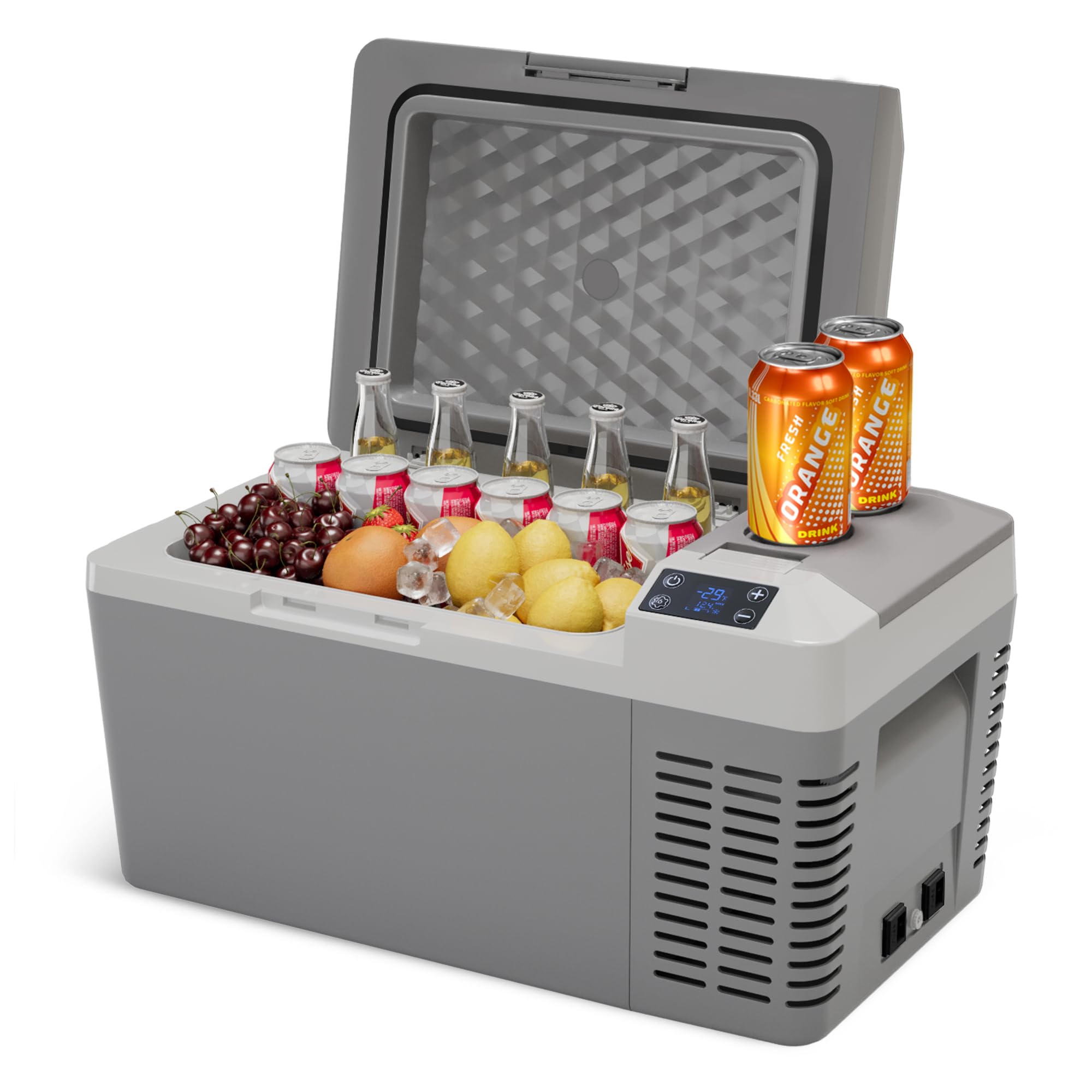 Portable 12V/24V Car Fridge Freezer - 21QT (20L) Electric Cooler for Camping, Travel, Truck & Home Use - Dual Power 110-240V AC/DC - Compact Refrigerator for Road Trips, Picnics & Outdoor Adventures