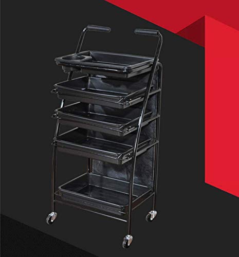 Professional Salon Rolling Storage Trolley - 5-Tier Hairdressing Cart with Drawers for Spa & Beauty Salon | Easy to Assemble & Clean | Perfect for Hair Stylists, Nail Technicians & Makeup Artists