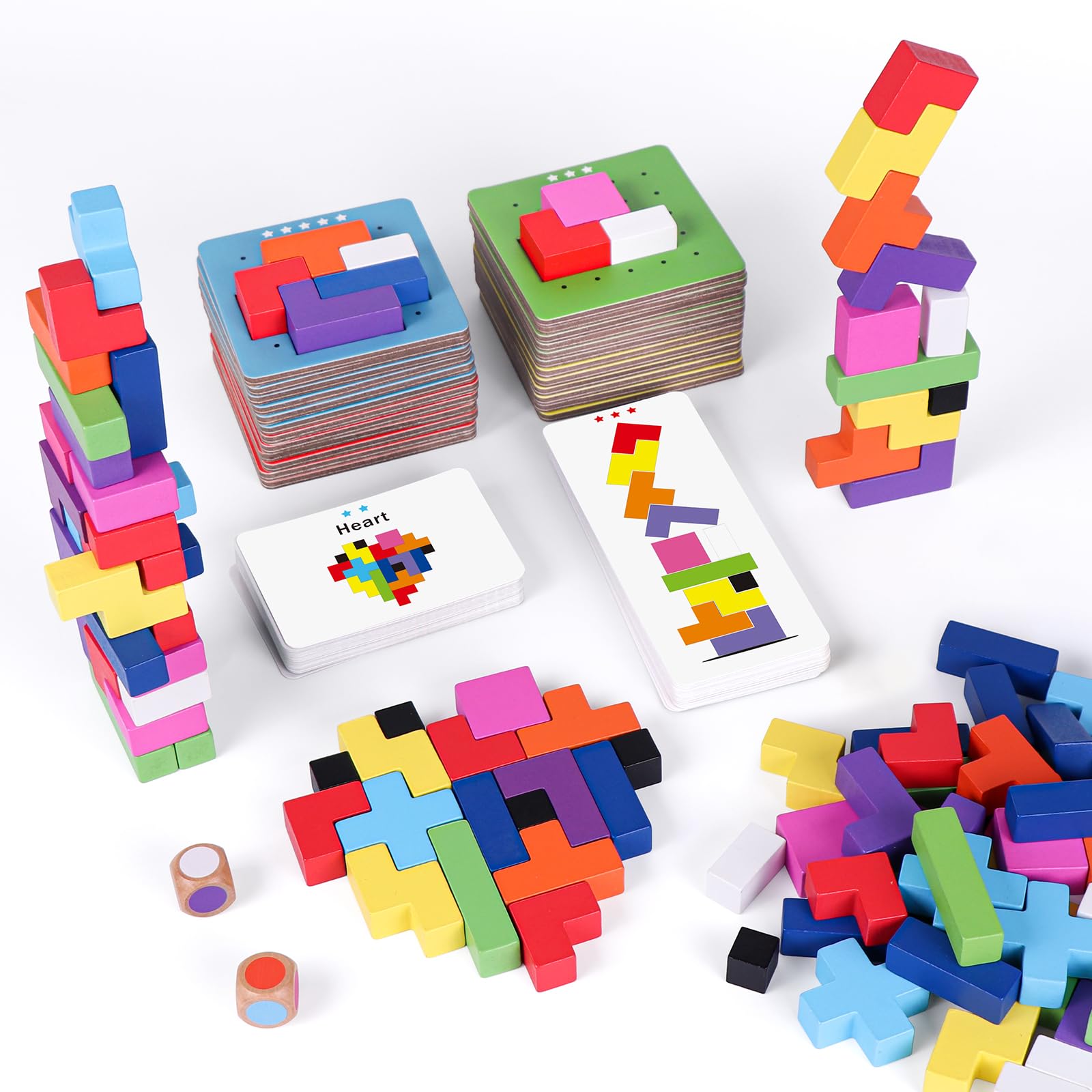 Premium 120-Piece Wooden Block Stacking Game - Fast-Paced Family Board Game for Kids Ages 4+ | Educational STEM Toy, Party Game for 1-6 Players | Perfect for Birthday Gifts, Classroom Activities & Family Game Nights