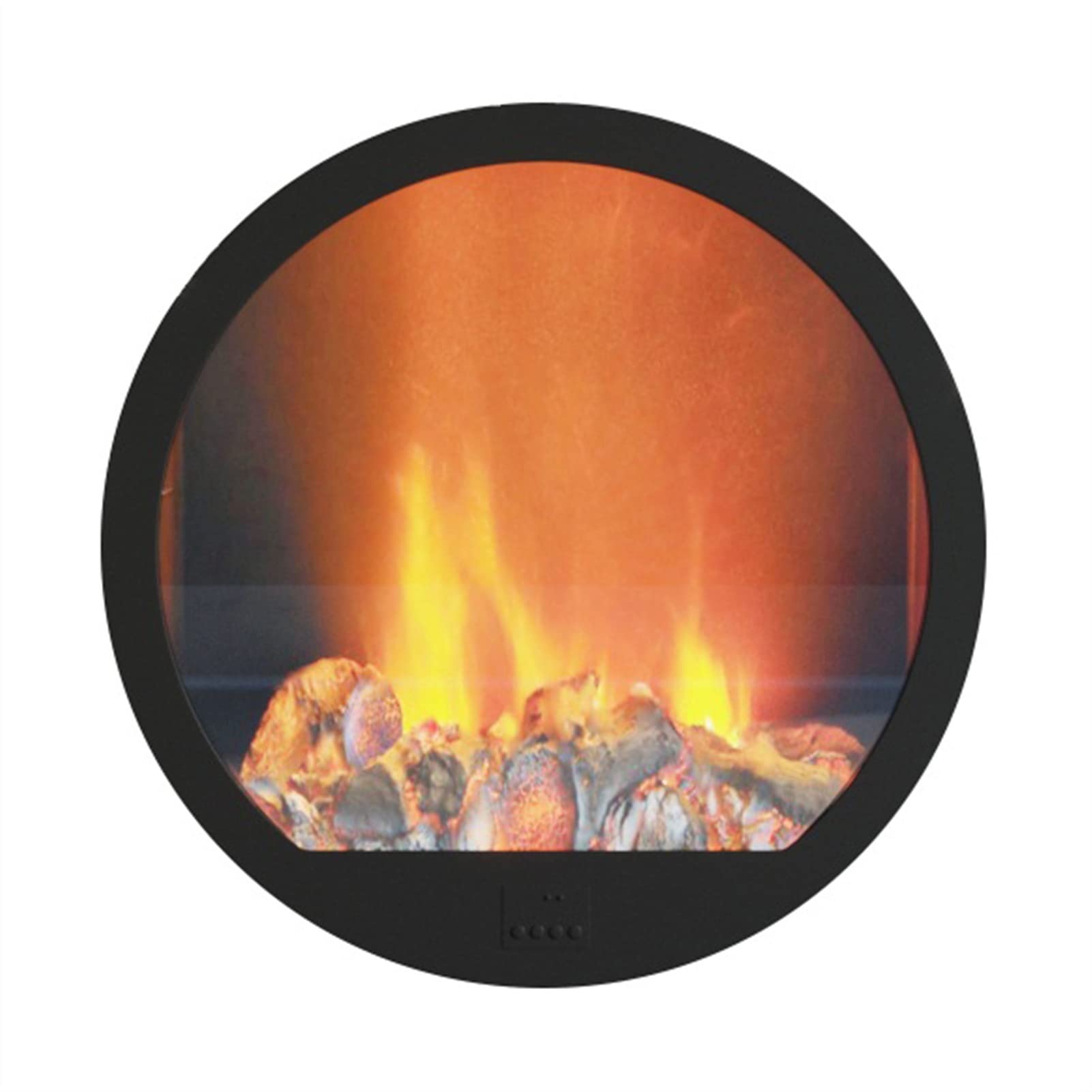 TOMYEUS Round Electric Fireplace - Realistic LED Flame, Low Noise, No Heat Function - Perfect for Living Room, Bedroom & Office Decoration - Modern Steel Fireplace for Cozy Ambiance