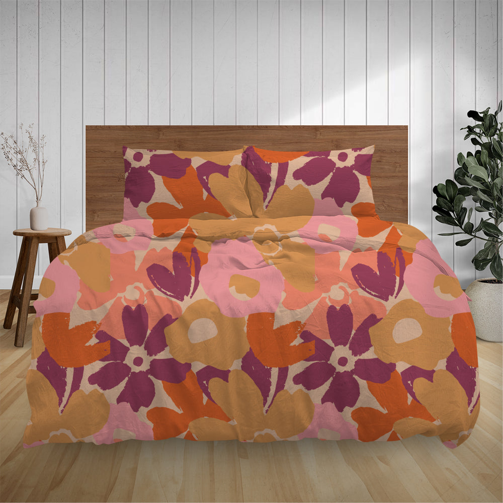 Floral Printed Flannelette Duvet Cover King Size - Soft & Cozy Bedding Set for Winter, Perfect for Master Bedroom & Guest Room Decor