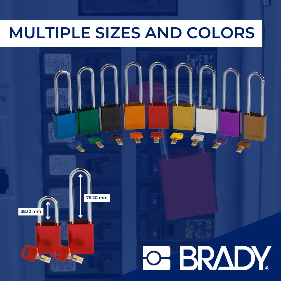 Brady SafeKey Lockout Padlock - 3 Pack, Aluminum Black Safety Lock with 3.0