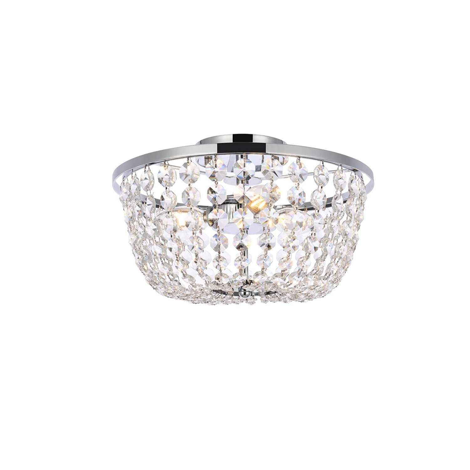 Modern Chrome 13 Inch Flush Mount Ceiling Light - Indoor Bright LED Fixture for Living Room, Bedroom, Kitchen & Hallway Decoration