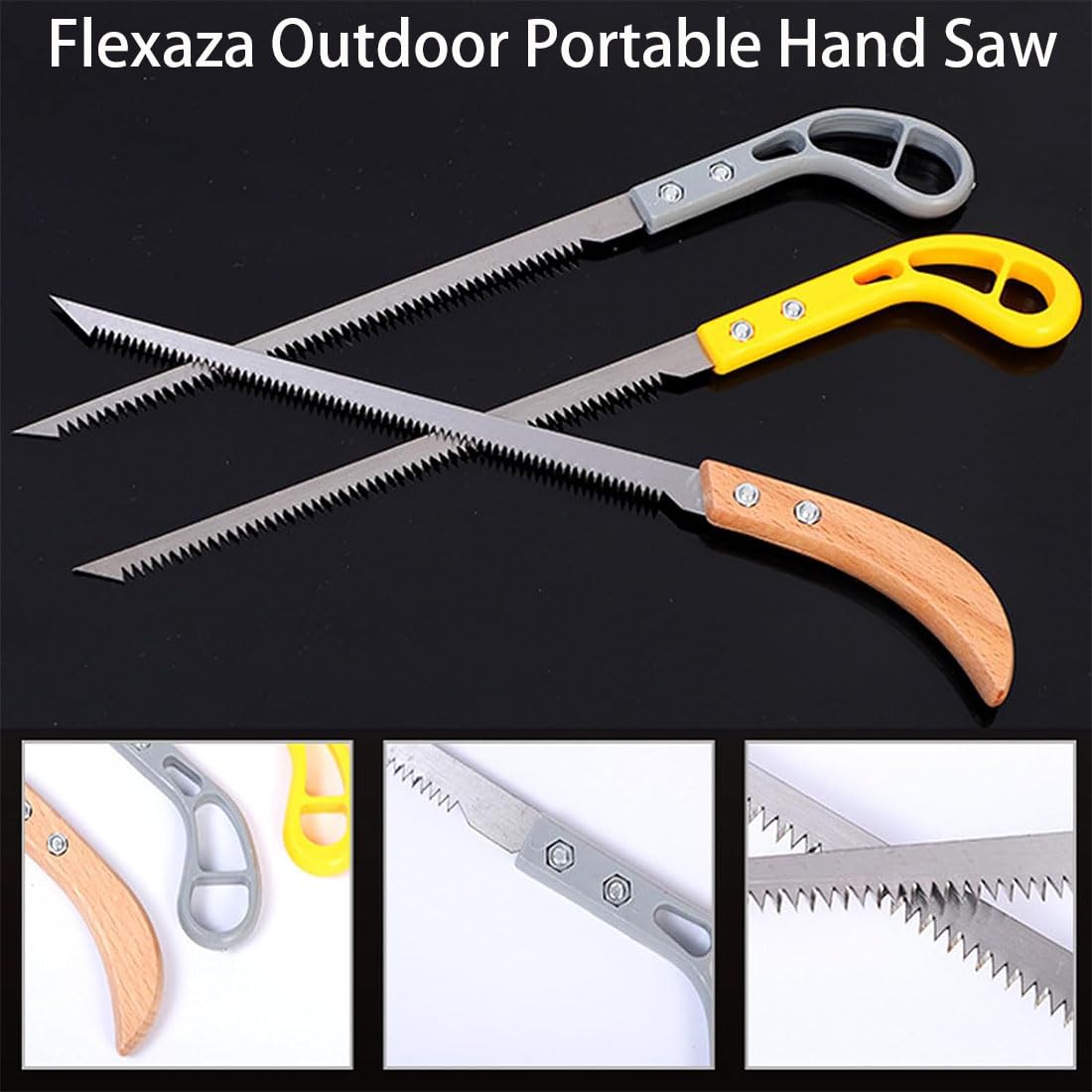 Flexaza 9 Inch Outdoor Portable Hand Saw - Sharp & Durable Camping, Gardening, Pruning Saw for Wood Cutting | Perfect for Backpacking, Bushcraft & Yard Work (A&B)