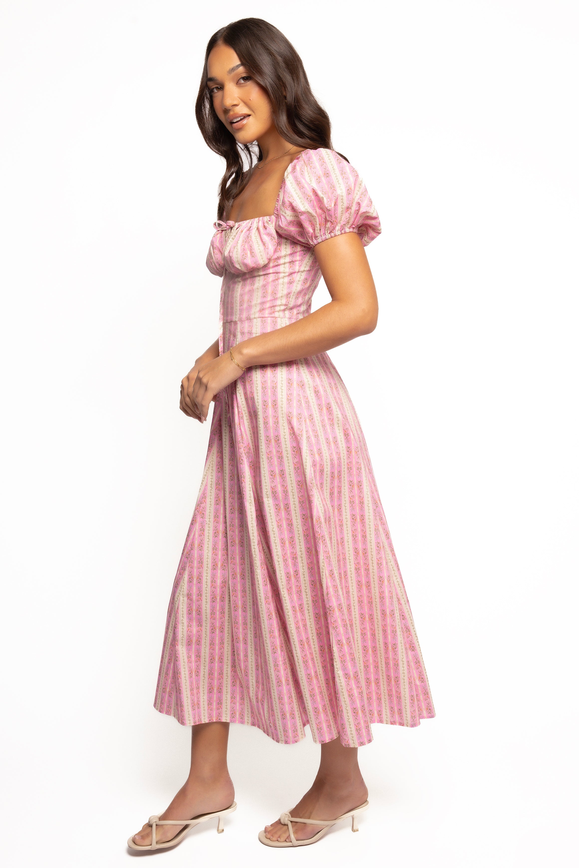 Elegant Amethyst Midi Dress for Women - Soft Pink Flowy Summer Dress | Perfect for Beach Vacations, Date Nights & Special Occasions