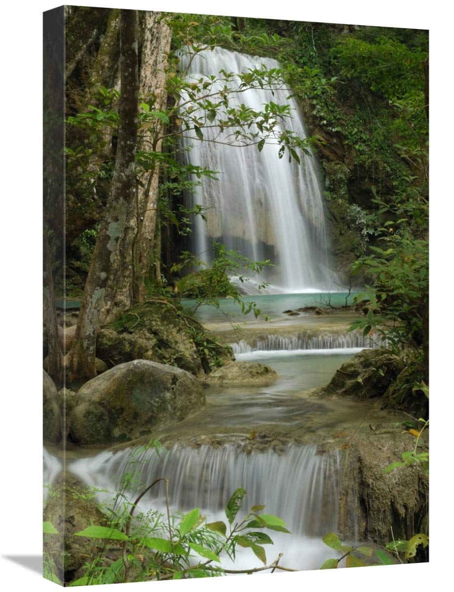16x24 Inch Seven Step Waterfall in Monsoon Forest, Erawan National Park Thailand Wall Art Print by Thomas Marent - Perfect for Living Room, Bedroom & Office Decor