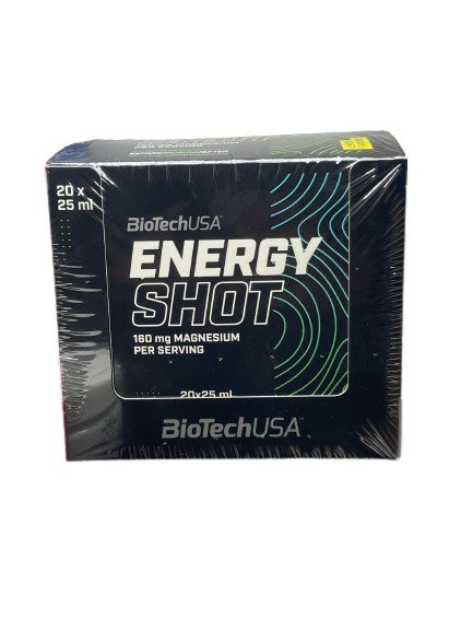 BioTechUSA Energy Shot Lemon Flavor - 20 x 25ml Energy Booster for Workouts, Focus & Fatigue Relief | Pre-Workout, Study & Travel Essential