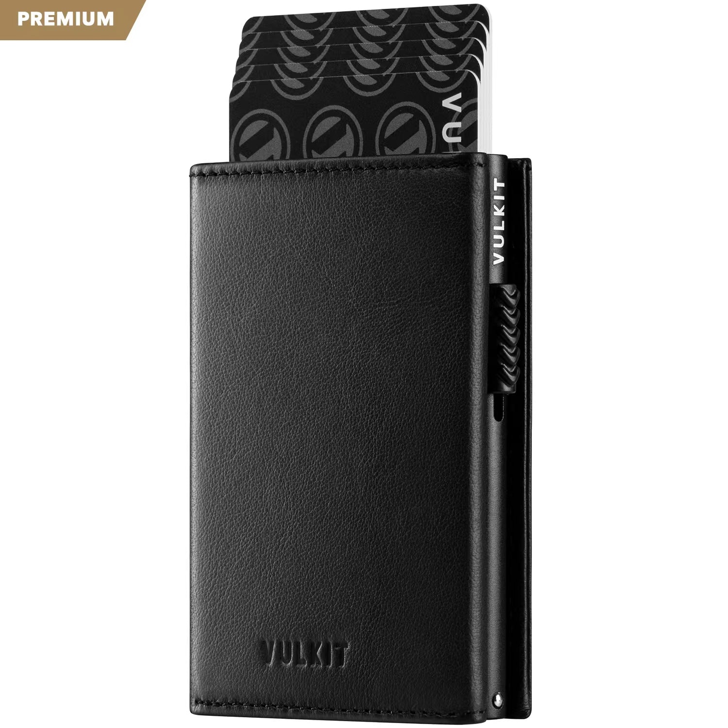 VC302P Genuine Leather Tri-Fold Wallet with Side Slider Mechanism, Back Zipper Slot & Magnetic Closure - Perfect for Men's Everyday Carry, Business & Travel