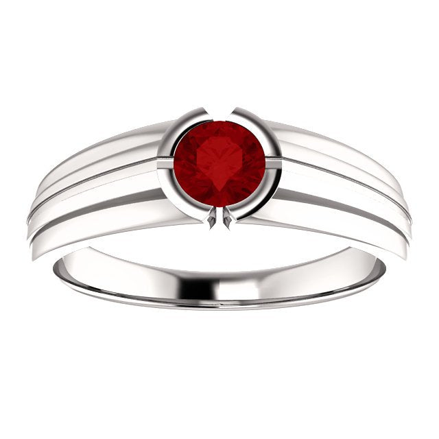 14KT Gold Men's Solitaire Ring with 2/3 CT Ruby Bezel Setting - Elegant Jewelry for Weddings, Anniversaries & Special Occasions