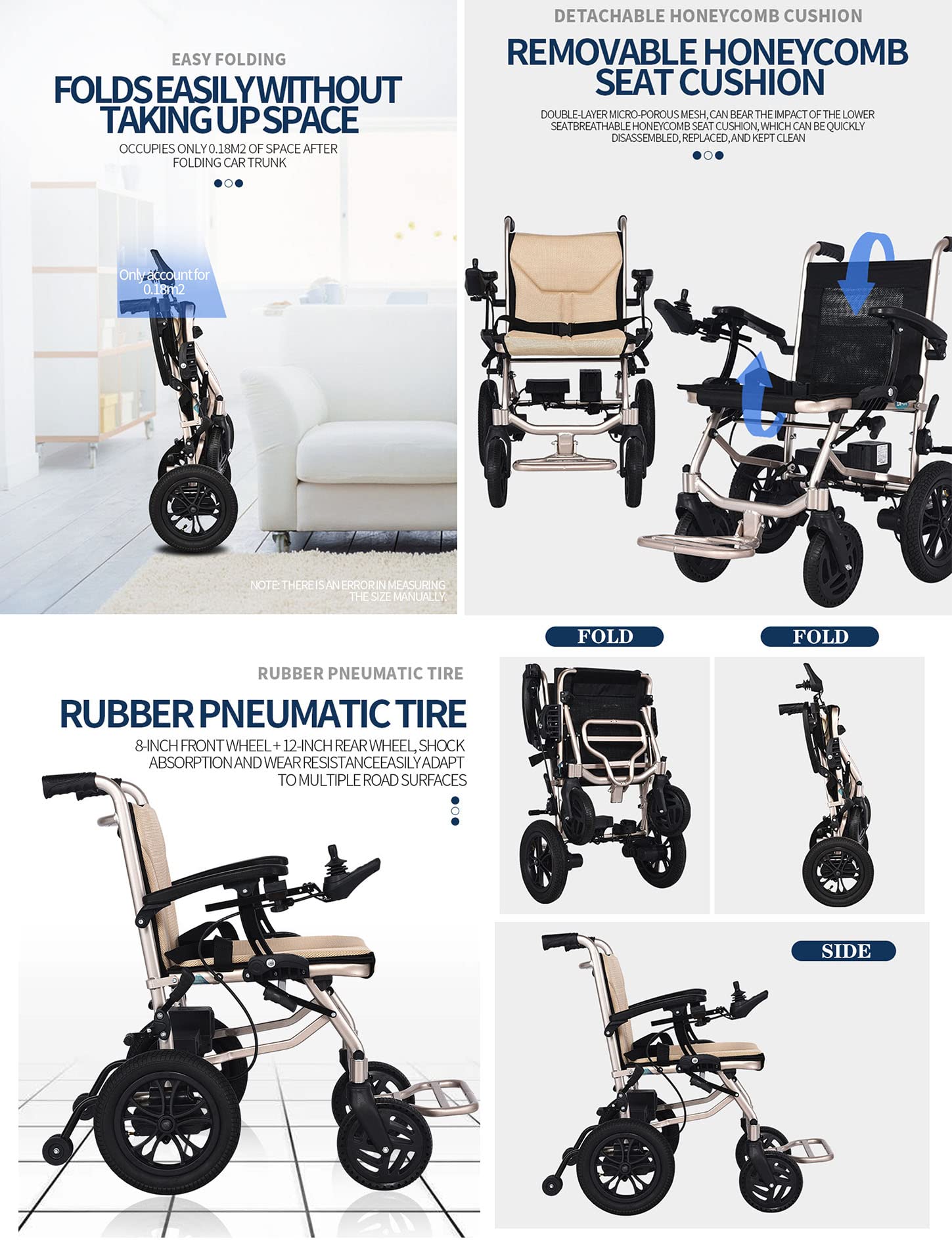 Lightweight Foldable Electric Wheelchair for Adults - Portable Motorized Power Chair with 220 lbs Weight Capacity (30 lbs Self Weight) | Indoor & Outdoor Mobility, Travel, Shopping, Airport Use