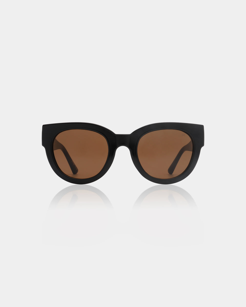 A. Kjaerbede Black Lilly Sunglasses - UV Protection, Polarized Lenses for Women - Perfect for Beach, Driving & Outdoor Activities