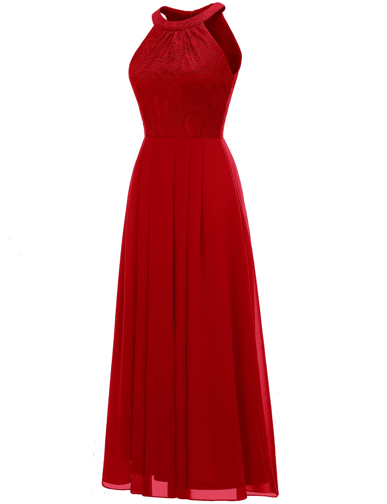 Elegant Women's Long Formal Dress 2024 - Halter Lace Wedding Guest Dress, Bridesmaid & Cocktail Party Gown for Spring Prom, Evening Events & Special Occasions