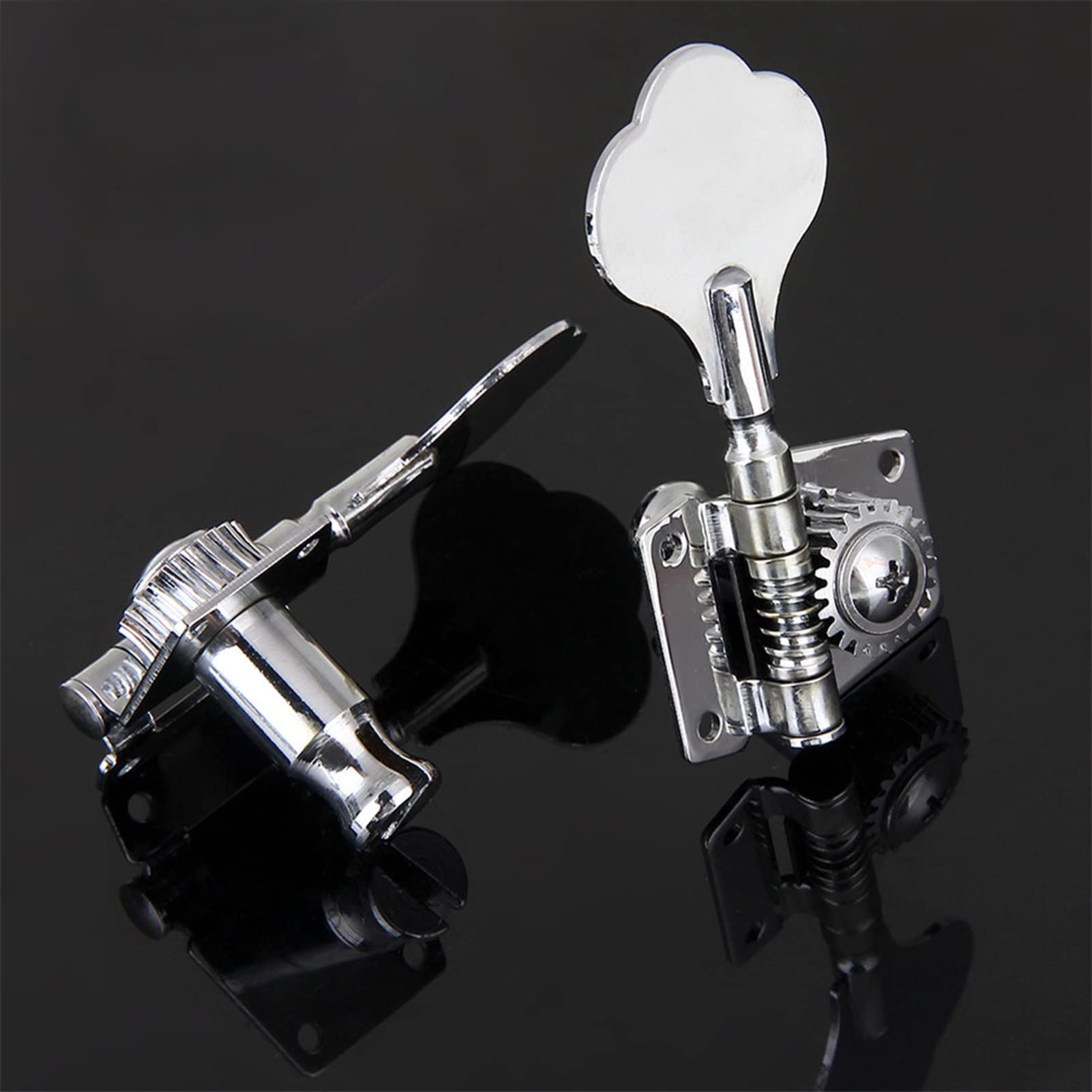 1PCS Left & 4PCS Right Bass Tuner Pegs - Nickel Guitar Machine Head Tuners for Electric/Acoustic Bass Guitar - Perfect for Tuning, Replacement & DIY Guitar Repair (1 Left + 4 Right Set)