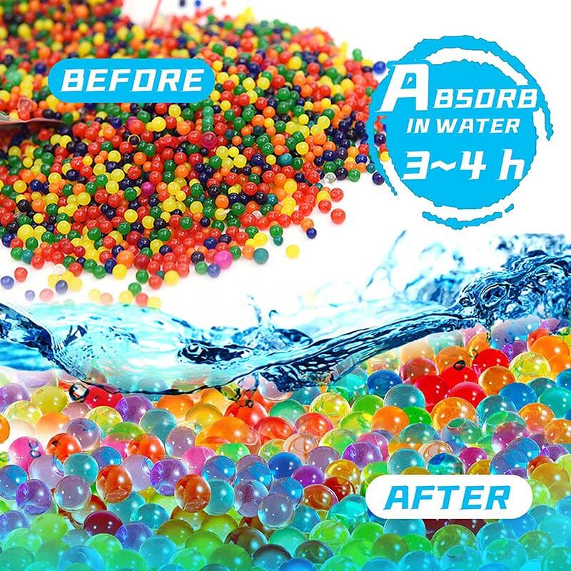 2 Pack 60,000Pcs 7-8mm Colorful Water Beads Gel Balls for Kids Sensory Play, Slime Making, and Water Balloon Fights - Non-Toxic & Biodegradable