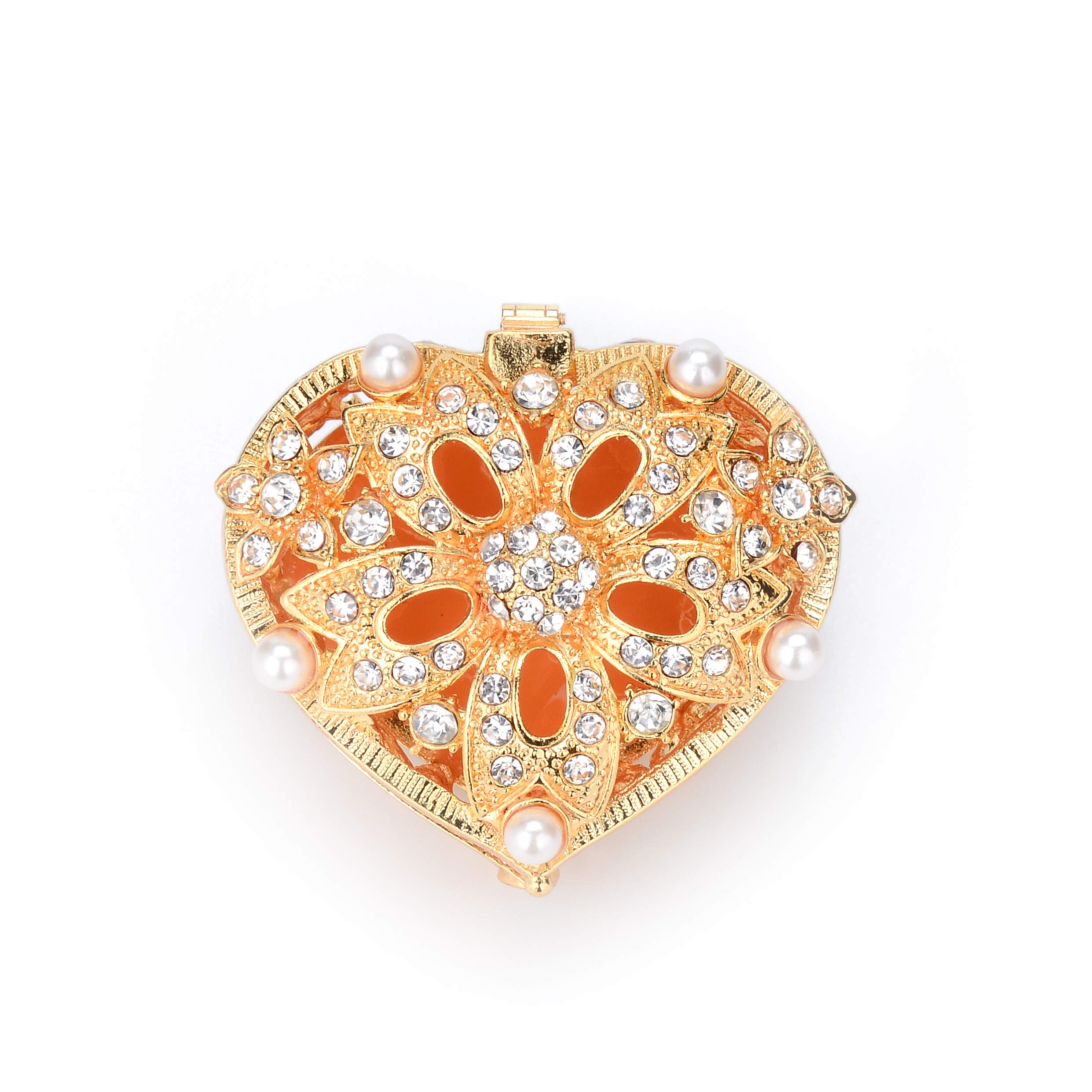 QIFU Heart-Shaped Hinged Jewelry Box - Elegant Enamel Trinket Case for Necklaces & Rings - Perfect Gift for Valentine's Day, Anniversary & Bridal Jewelry Storage