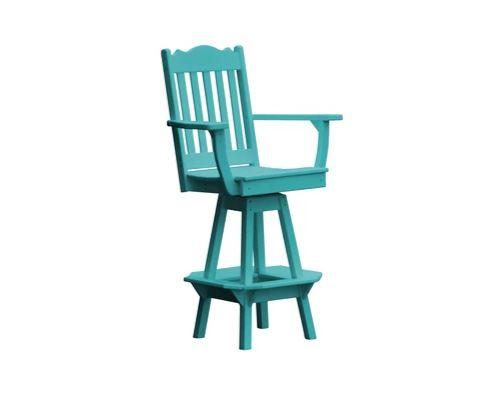 A & L Furniture Royal Swivel Bar Chair with Arms - Modern Counter Height Stool for Kitchen Island, Home Bar & Dining Room - Comfortable Upholstered Seat with 360° Rotation