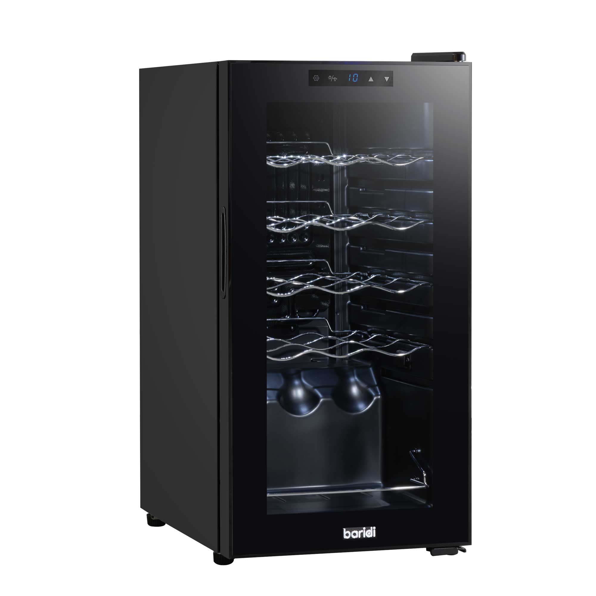 Baridi 15 Bottle Wine Fridge with Touch Controls & LED Light - Compact Black Wine Cooler for Home, Office, or Restaurant - Perfect for Red, White, and Sparkling Wine Storage