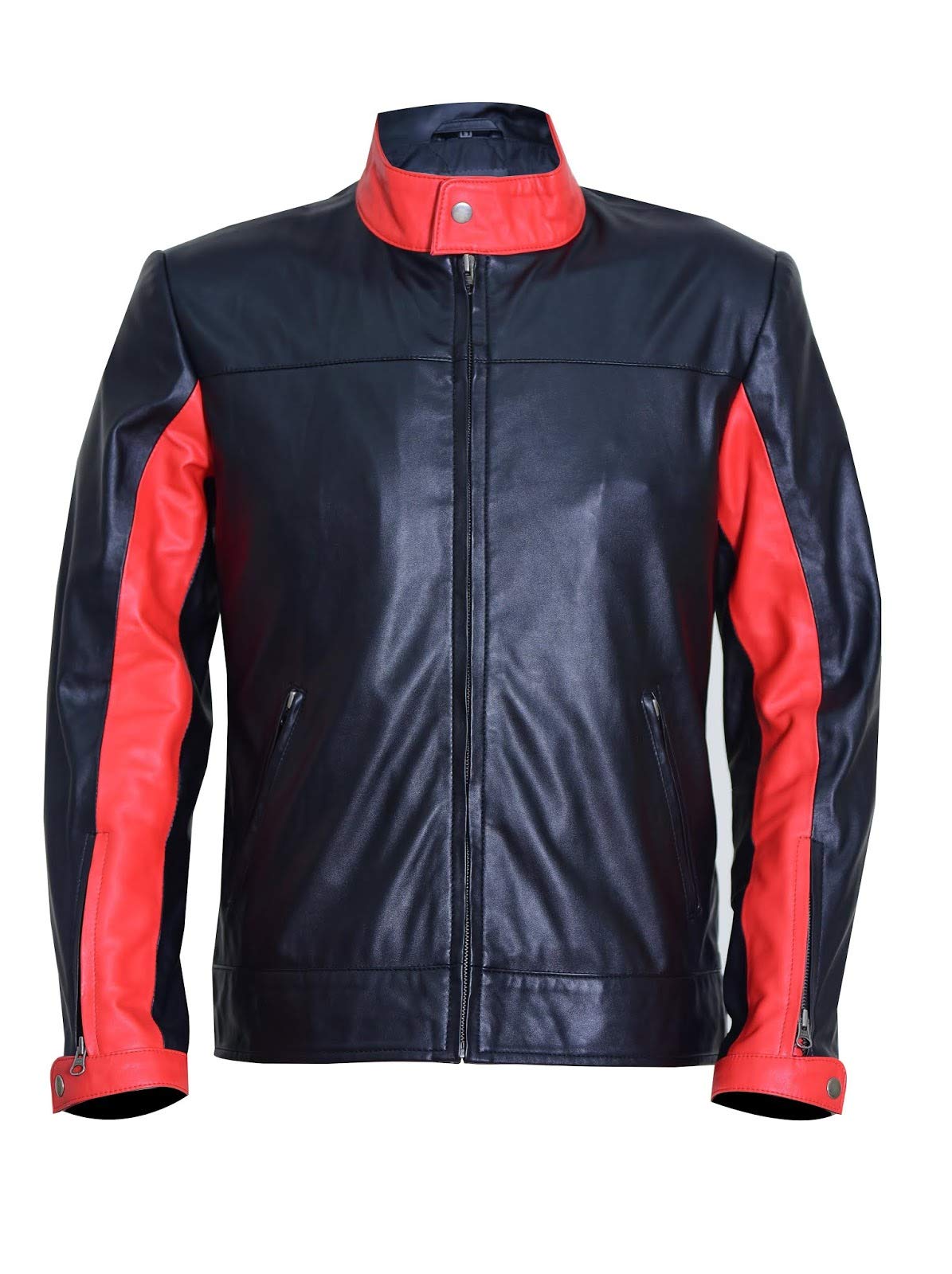 MSR Leather Black & Red Genuine Leather Jacket for Men | Stylish Biker & Casual Wear for Everyday Outfits