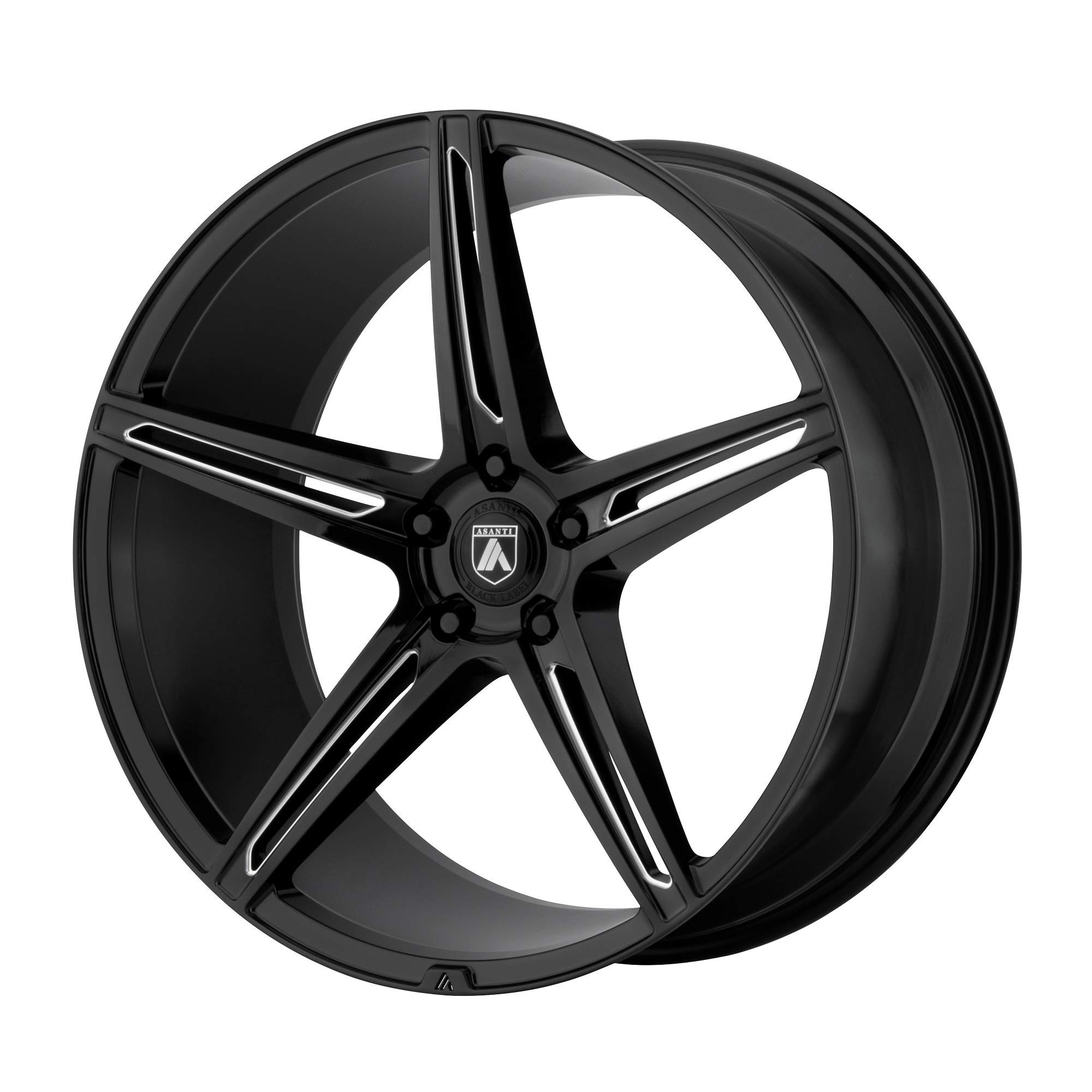 ASANTI BLACK ALPHA 5 Gloss Black Milled 20x8.5 5x114.3 38mm Offset Wheels - Premium Alloy Rims for Trucks, SUVs & Performance Cars - Perfect for Off-Roading, Street Racing & Custom Builds