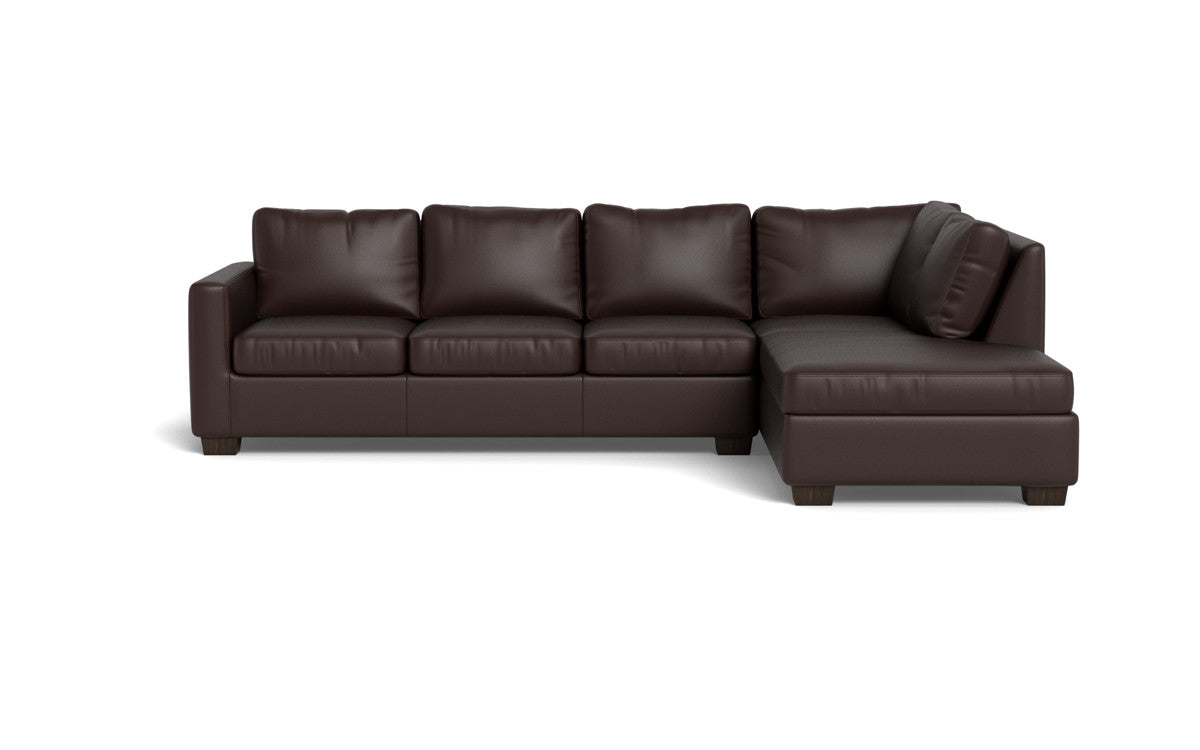 Track 121 Genuine Leather Right Chaise Sleeper Sectional Sofa - Modern Living Room Furniture for Small Spaces & Apartments