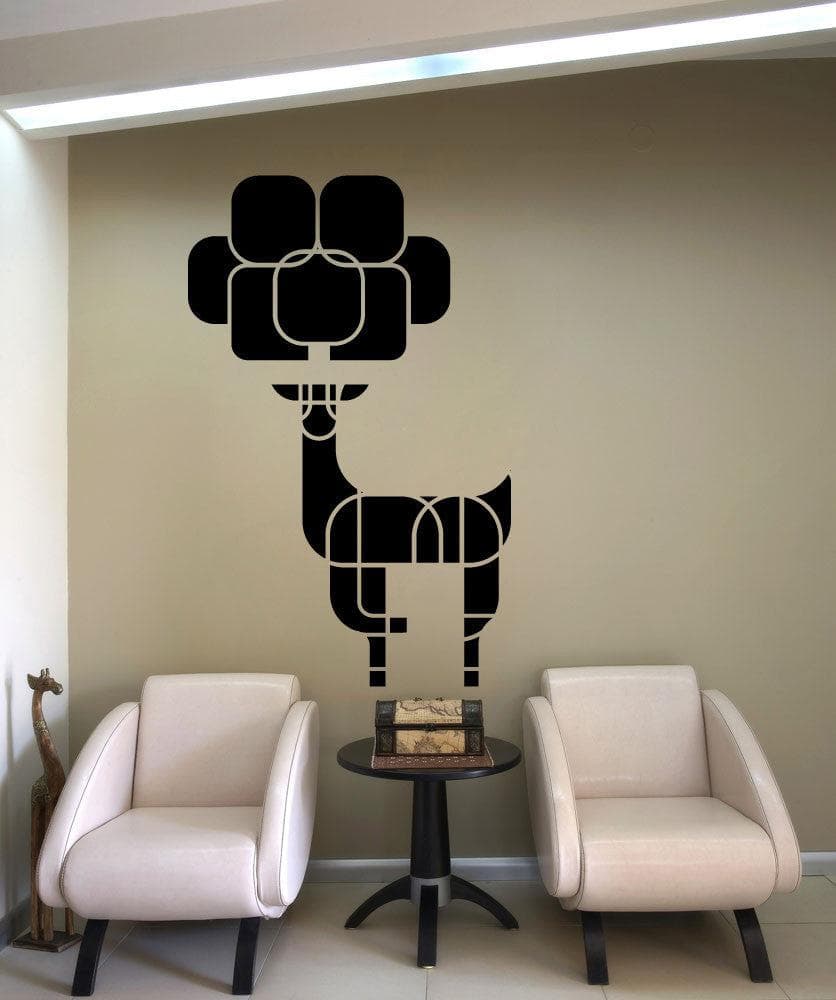 Geometric Deer Tree Vinyl Wall Decal Sticker - Removable Home Decor for Living Room, Nursery, Bedroom #OS_MB1240