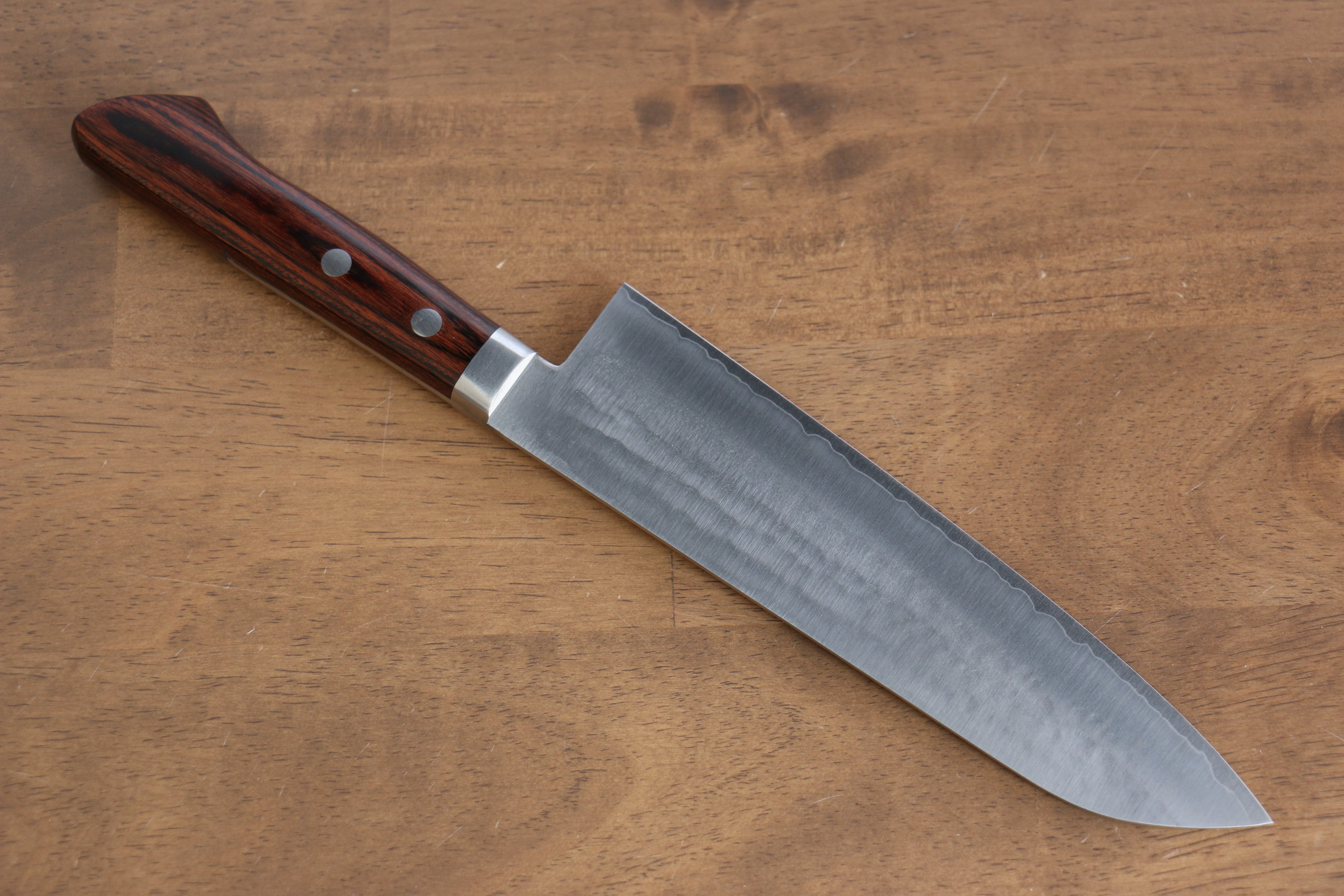 Premium Kunihira Tanzo VG1 Hammered Gyuto 180mm Japanese Chef Knife with Mahogany Handle - Perfect for Slicing, Dicing & Precision Cooking in Professional Kitchens & Home Use