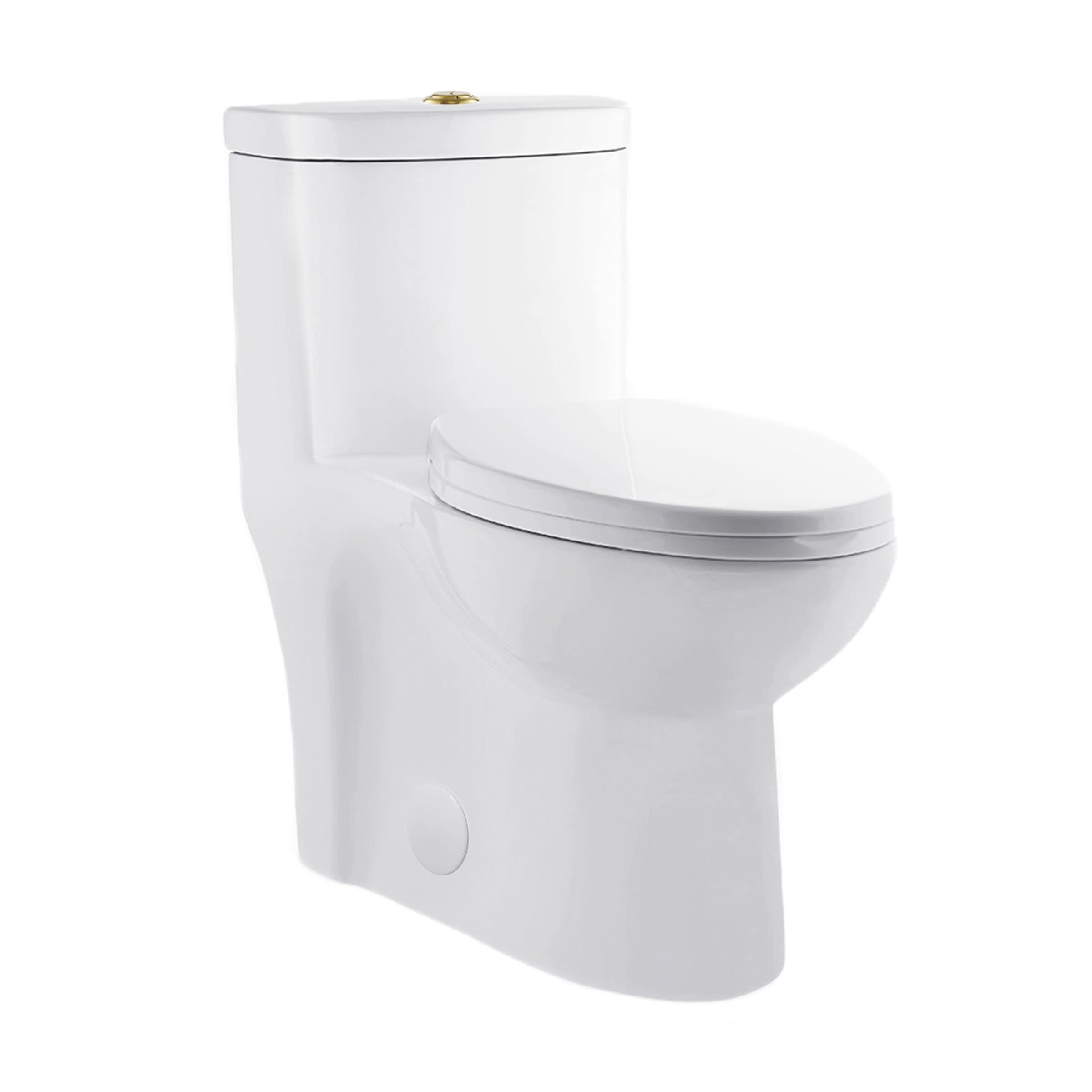 Premium One Piece Elongated Toilet with Dual Flush Technology - 1.1/1.6 GPF, Brushed Gold Hardware - Perfect for Modern Bathrooms & Luxury Homes