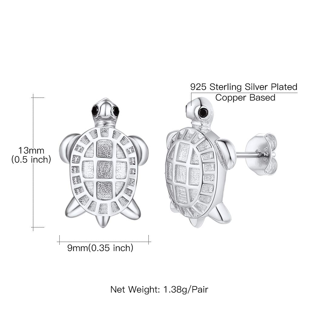 925 Sterling Silver Turtle Stud Earrings for Women & Girls - 18K Gold/Platinum Plated Dainty Sea Turtle Jewelry with Gift Box | Perfect Summer Beach Accessories, Birthday Gifts & Everyday Wear