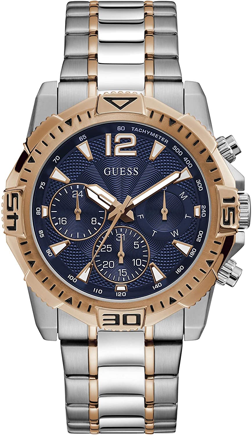 GUESS 43mm Multifunction Stainless Steel Men's Watch - Waterproof Chronograph for Business, Casual & Outdoor Activities