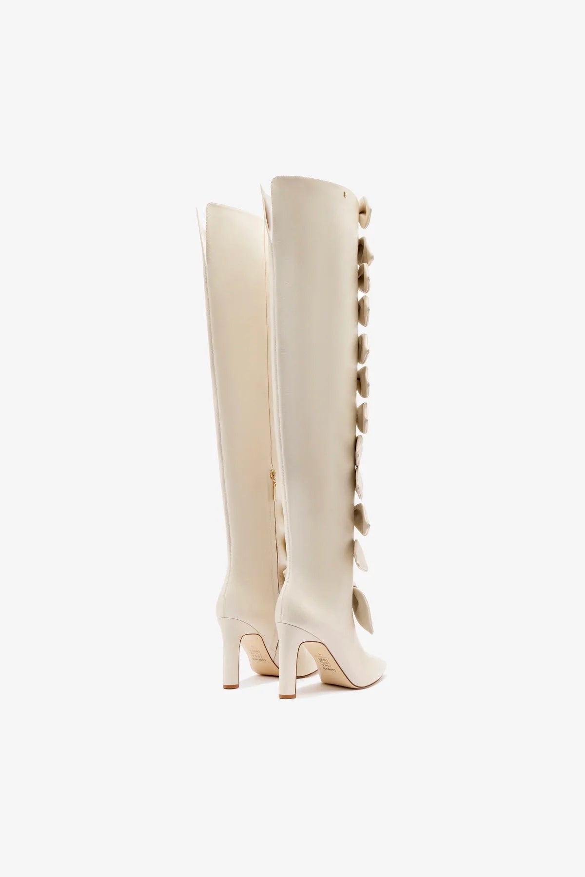 Larroudé x Jonathan Cohen Ivory Leather Tie Boots - Women's Fashion Ankle Boots for Casual & Dressy Outfits