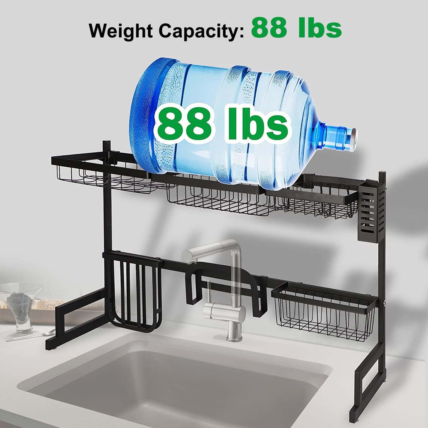 LUCKYERMORE 2-Tier Over The Sink Dish Drying Rack - 33.4