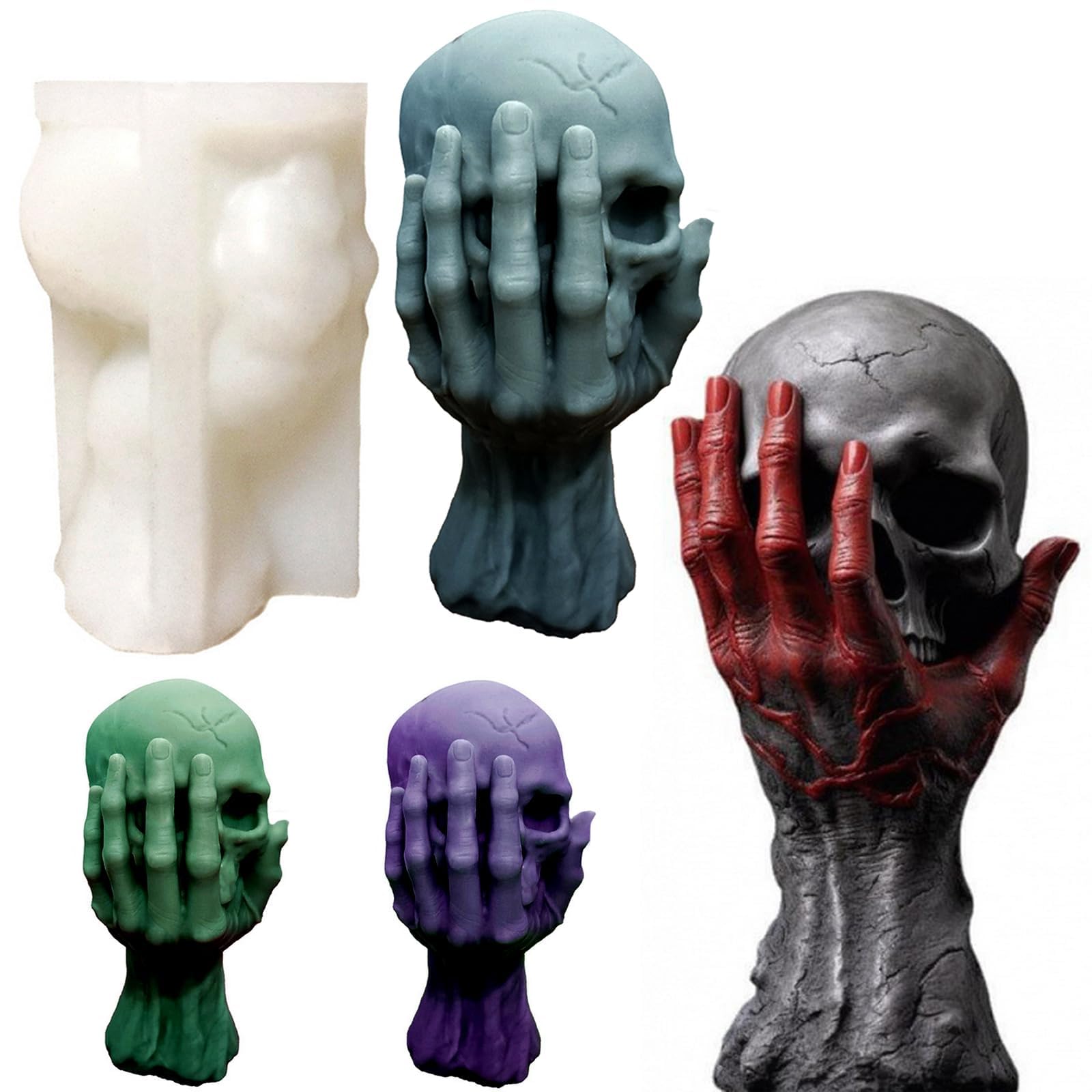 3D Skull & Ghost Hand Silicone Molds for Halloween Candles, Epoxy Resin, Soap Making - DIY Aromatherapy Candle & Craft Supplies (Perfect for Halloween Decor, Party Favors & DIY Gift Making)