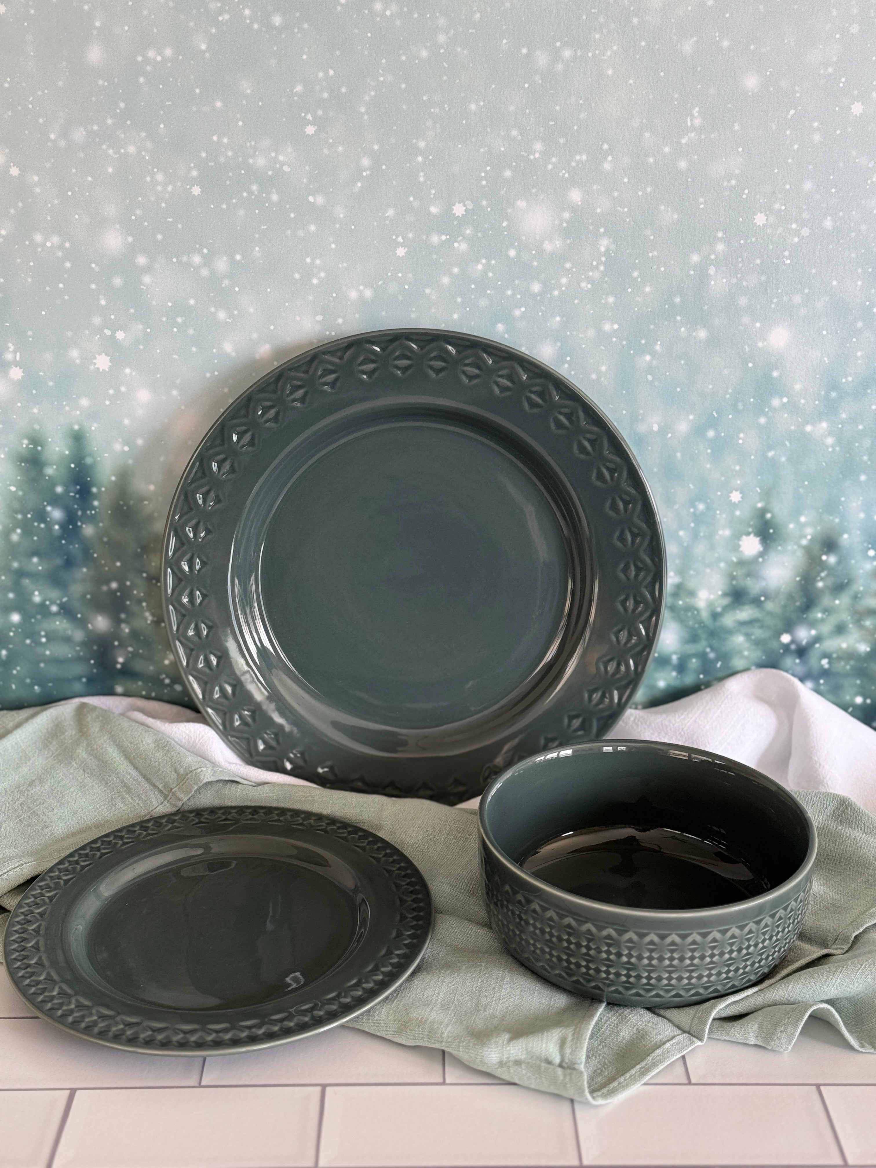Pendleton Debossed Stoneware Bowls - 6-Piece Set of Handcrafted Ceramic Serving Bowls for Soup, Salad, Pasta - Perfect for Dinner Parties, Holiday Gatherings & Rustic Home Decor