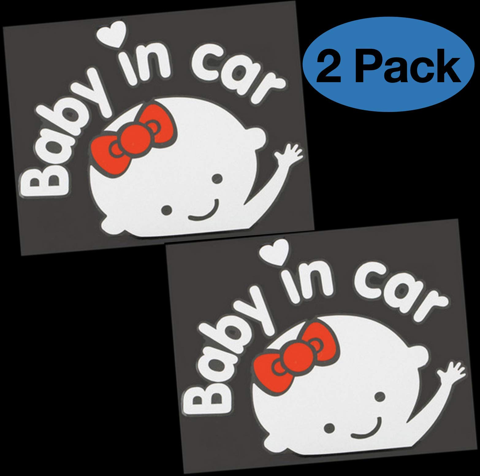 2-Pack Baby on Board Car Stickers - Cute Waving Baby Girl Decal for Car Safety & Child Awareness | Perfect for Parents, Newborn Safety, and Family Road Trips