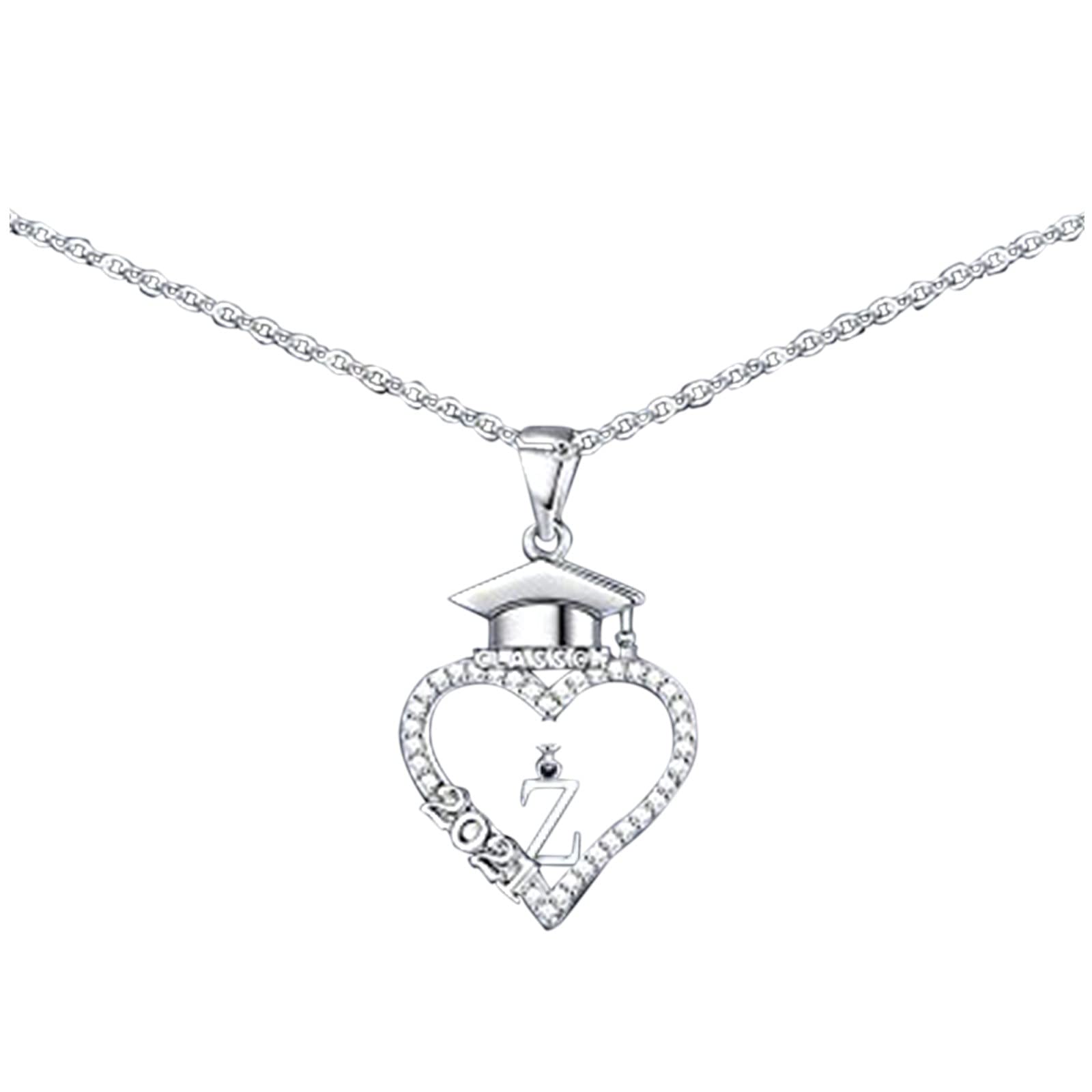 Elegant Zircon Graduation Cap Initial Heart Pendant Necklace - Perfect Graduation Gift for Women, Girlfriend, Wife, Mom & Daughter | Birthday & Valentine's Day Jewelry Present | Ideal for Graduation Ceremonies, Date Nights & Special Occasions