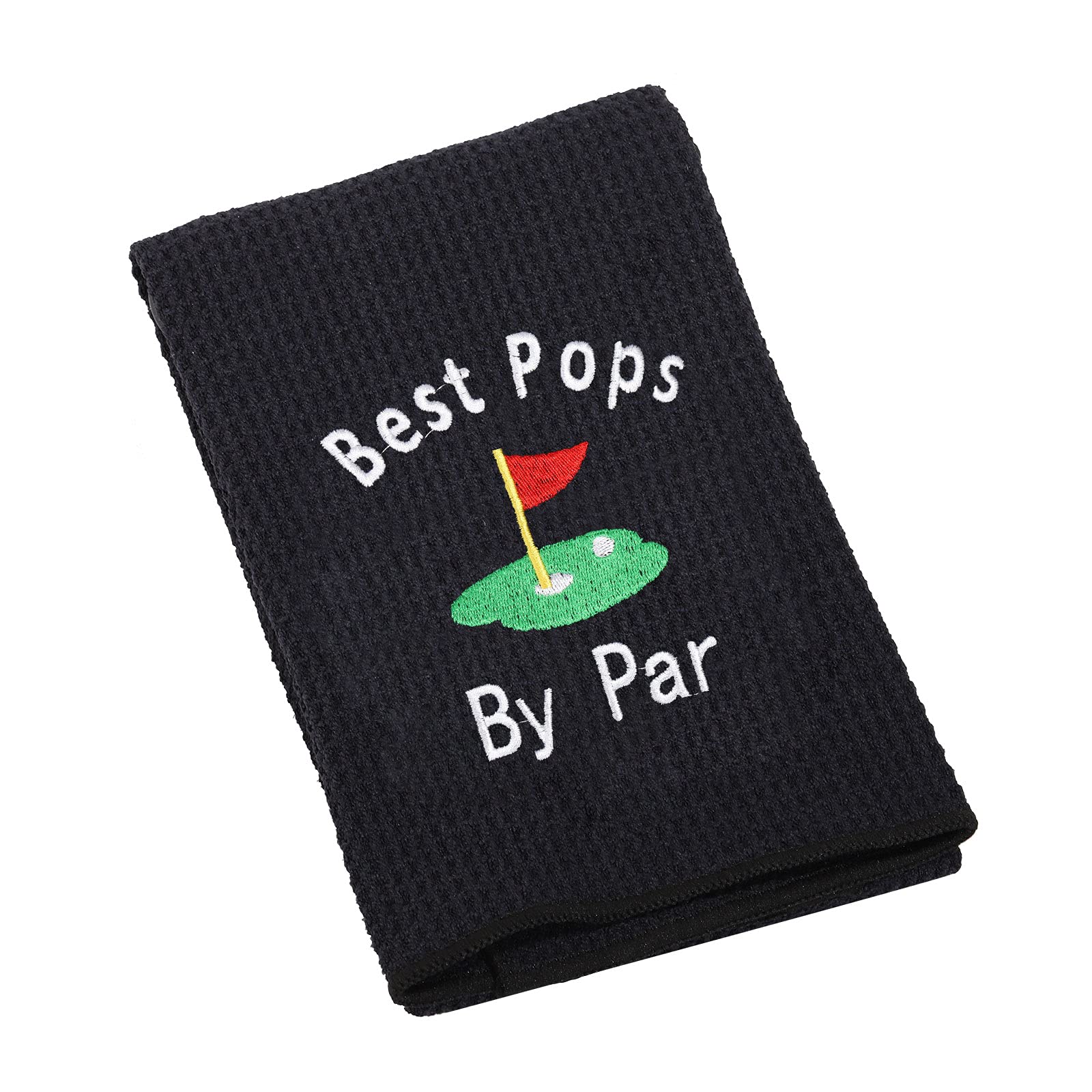 LEVLO Premium Embroidered Golf Towel for Dad - Best Father's Day Gift for Golf Lovers - Ideal for Pops, Grampy, Papaw & Opa - Includes Convenient Clip (Black) - Perfect for Golf Courses, Driving Ranges & Father's Day Celebrations
