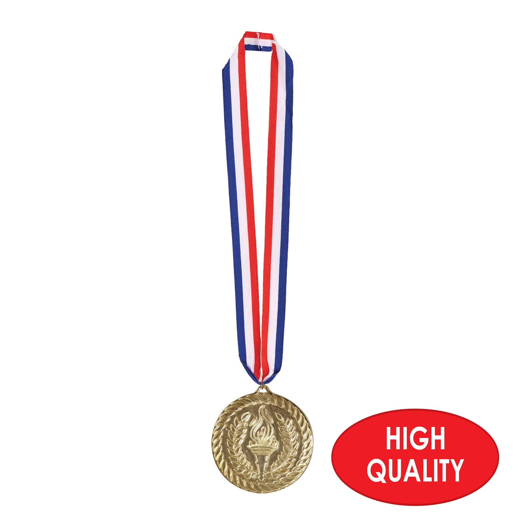 Beistle Gold Medal with Ribbon - Award Medal for Sports, Competitions & Achievements - Perfect for Olympics, School Events & Recognition Ceremonies