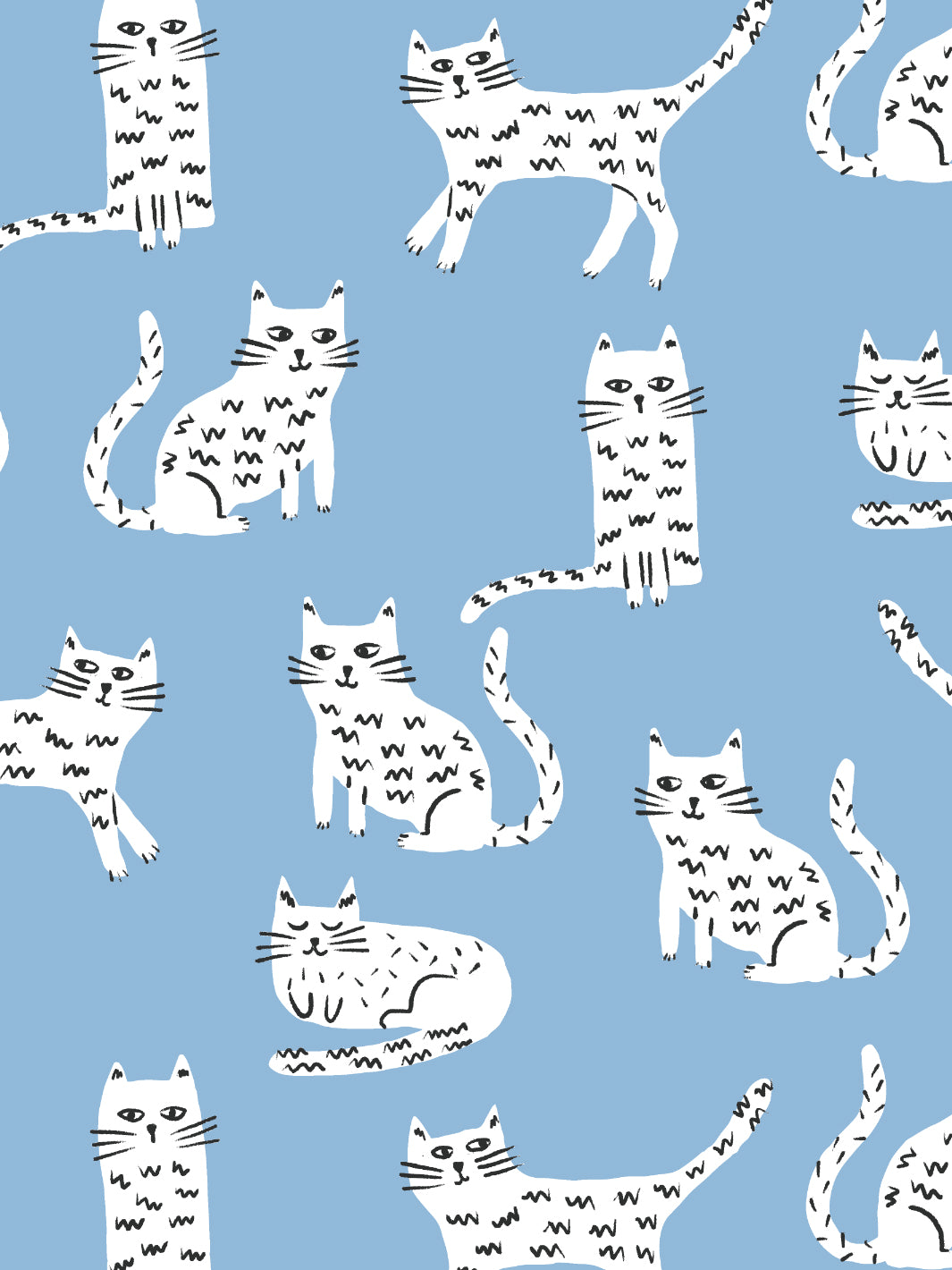 Cornflower Blue Cat Wallpaper by Tea Collection - Perfect for Nursery, Bedroom & Home Decor