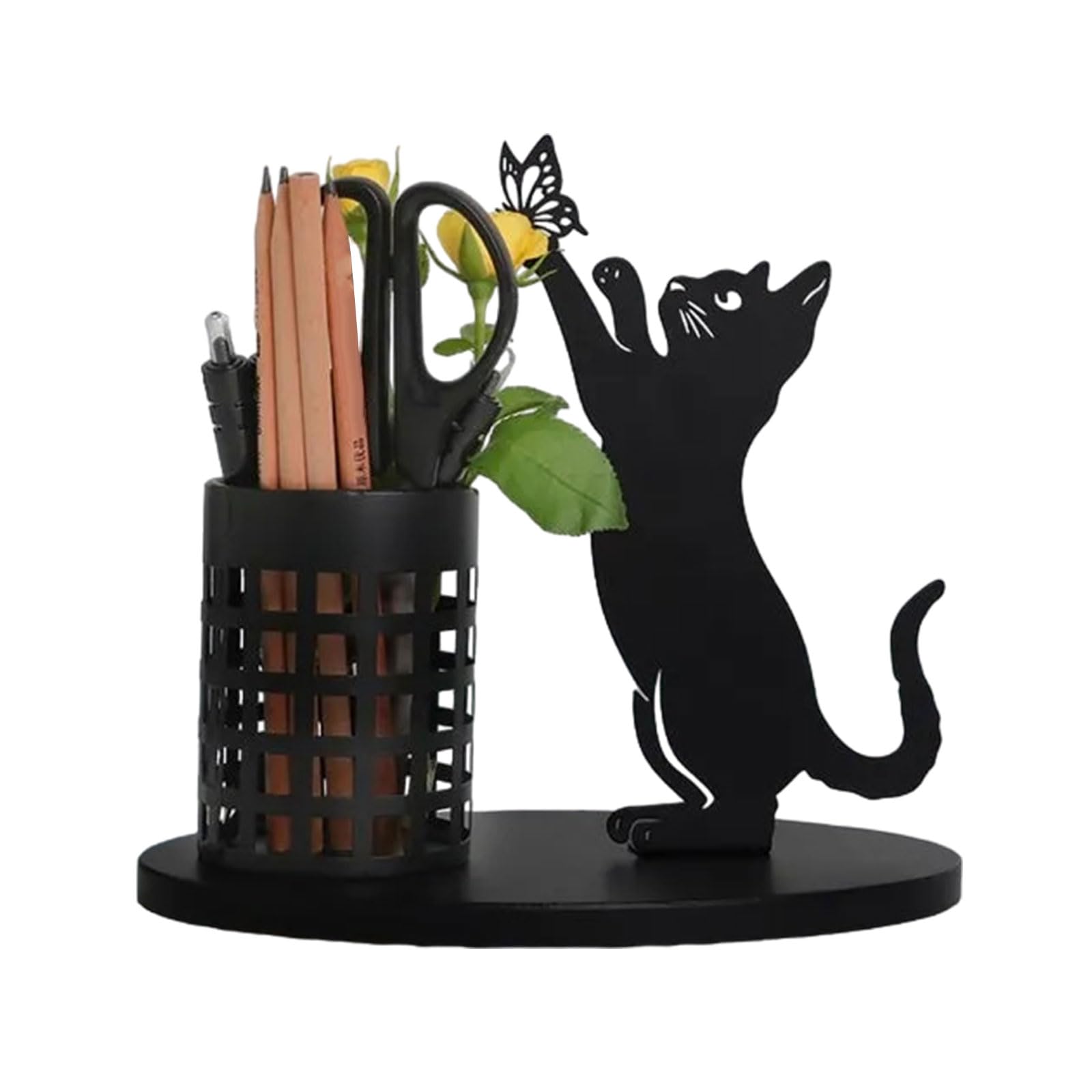 Metal Pen & Brush Holder - Stylish Desk Organizer for Makeup & Stationery - Office & Vanity Use