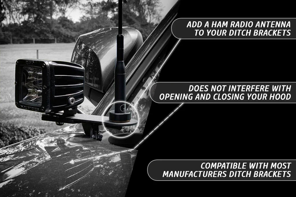 Rago Fabrication HAM Radio Antenna Ditch Light Bracket Extension - Heavy Duty Off-Road Mount for Jeep, Truck & 4x4 Vehicles - Perfect for Overlanding & Off-Grid Adventures