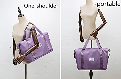 Premium Yoga & Fitness Tote Bag with Dry Wet Separation - Waterproof Travel Shoulder Bag for Gym, Workout & Beach (Purple) - Ideal for Yoga Classes, Gym Sessions & Outdoor Activities