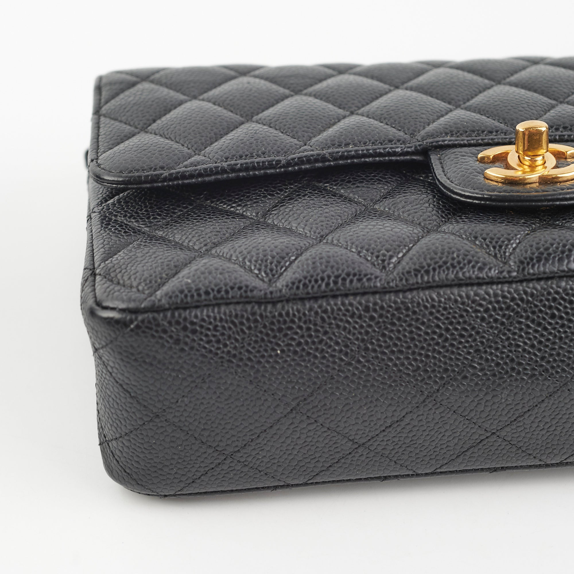 Chanel Classic Double Flap Bag Medium/Large Size in Black Caviar Leather - Perfect for Work, Evening Events & Luxury Fashion Accessories