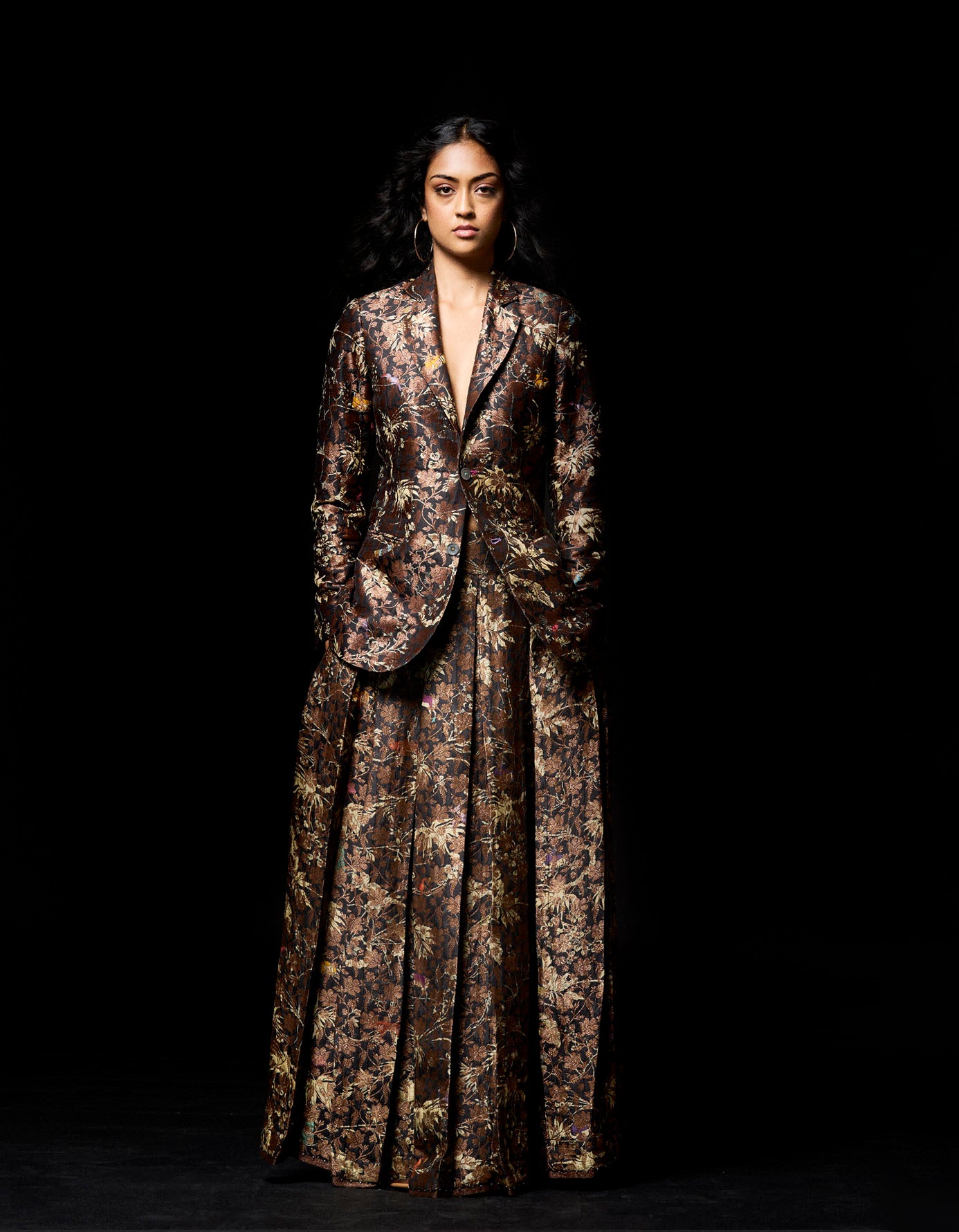 Rana Blazer Silk Brocade Black | Elegant Women's Formal Jacket | Perfect for Office Wear, Evening Events & Special Occasions